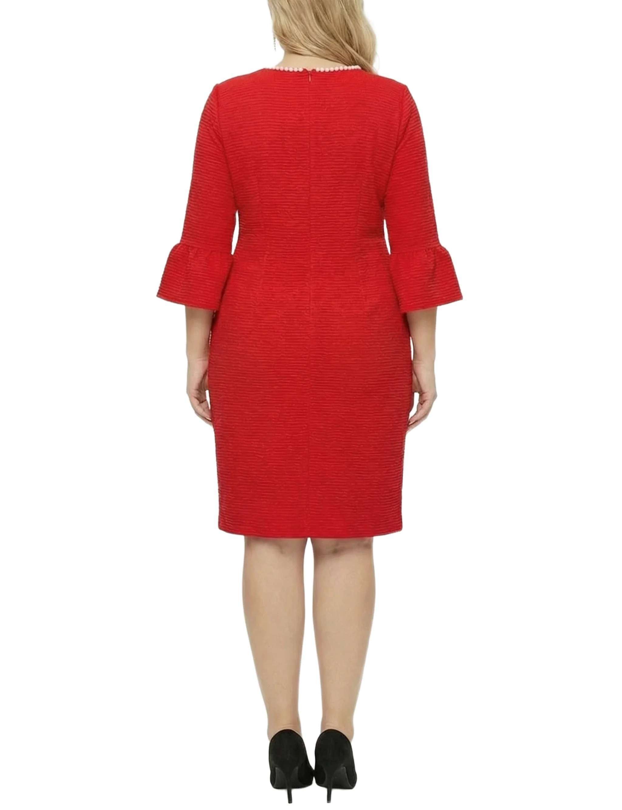 NY Collection Plus Size 3/4 Sleeve Pearl Detail Dress - Image 4