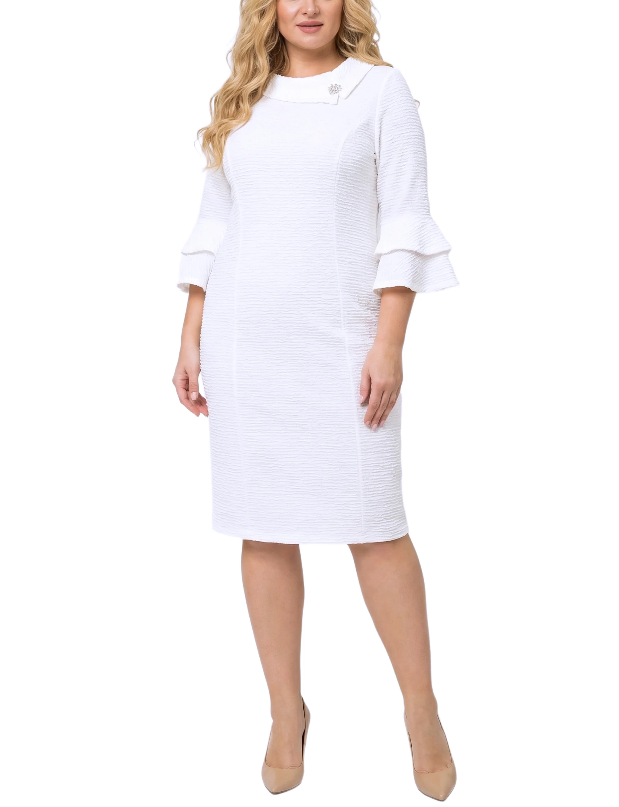 NY Collection Plus Size 3/4 Sleeve Shawl Collar Dress - Image 13