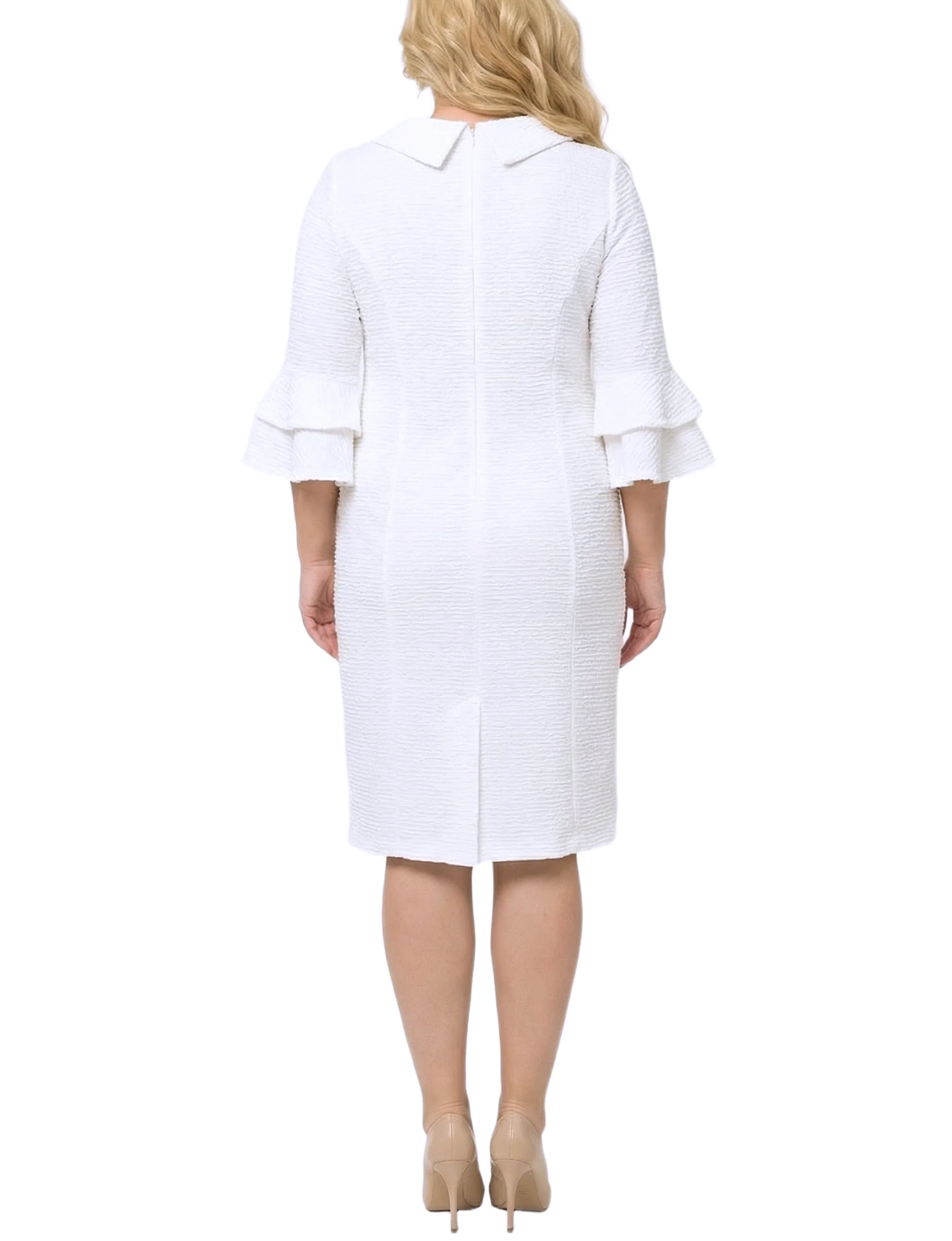 NY Collection Plus Size 3/4 Sleeve Shawl Collar Dress - Image 16