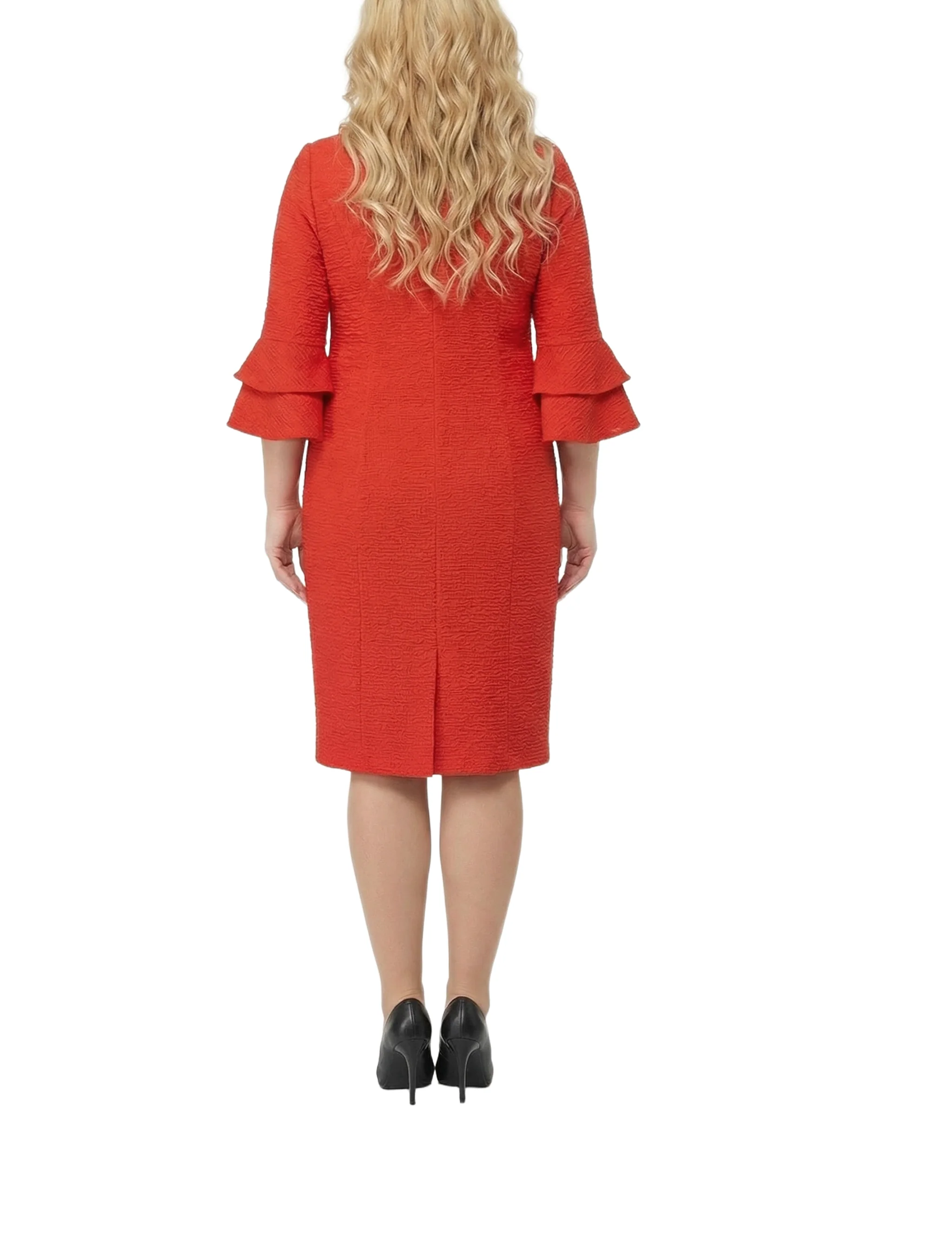 NY Collection Plus Size 3/4 Sleeve Shawl Collar Dress - Image 8