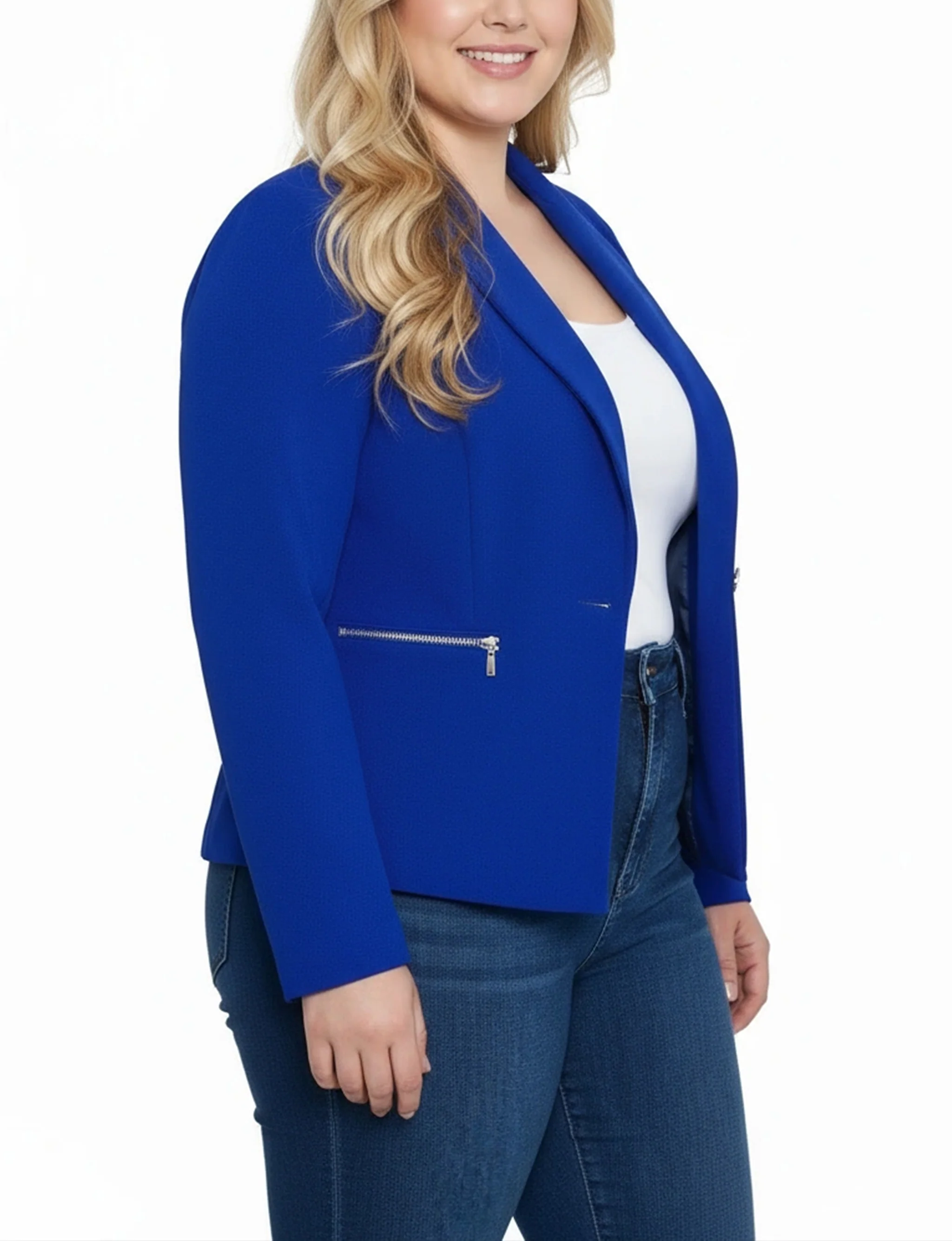 NY Collection Plus Size Cropped Long Sleeve Crepe Jacket - Image 11