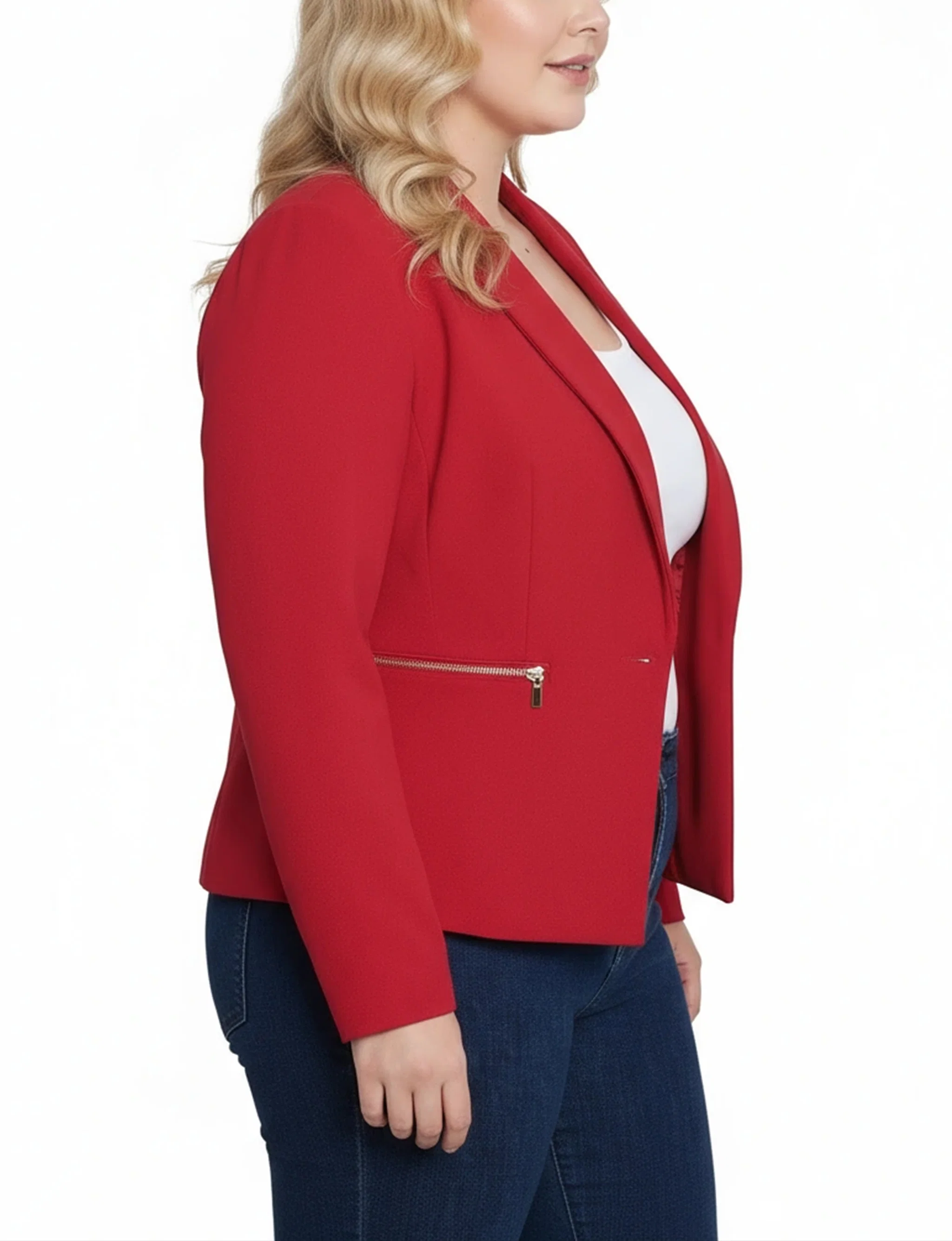 NY Collection Plus Size Cropped Long Sleeve Crepe Jacket - Image 7