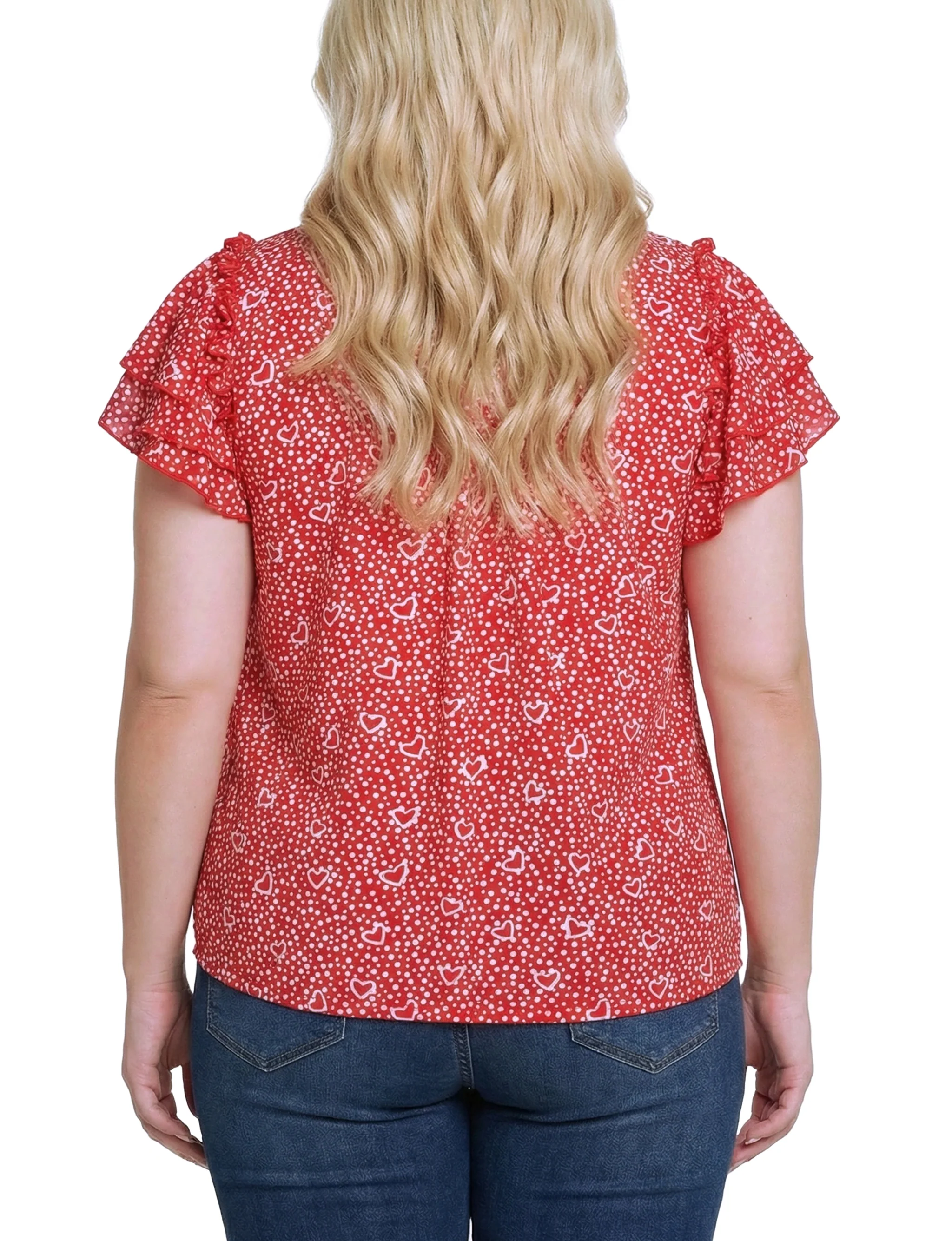 NY Collection Plus Size Double Flutter Sleeve Blouse - Image 4