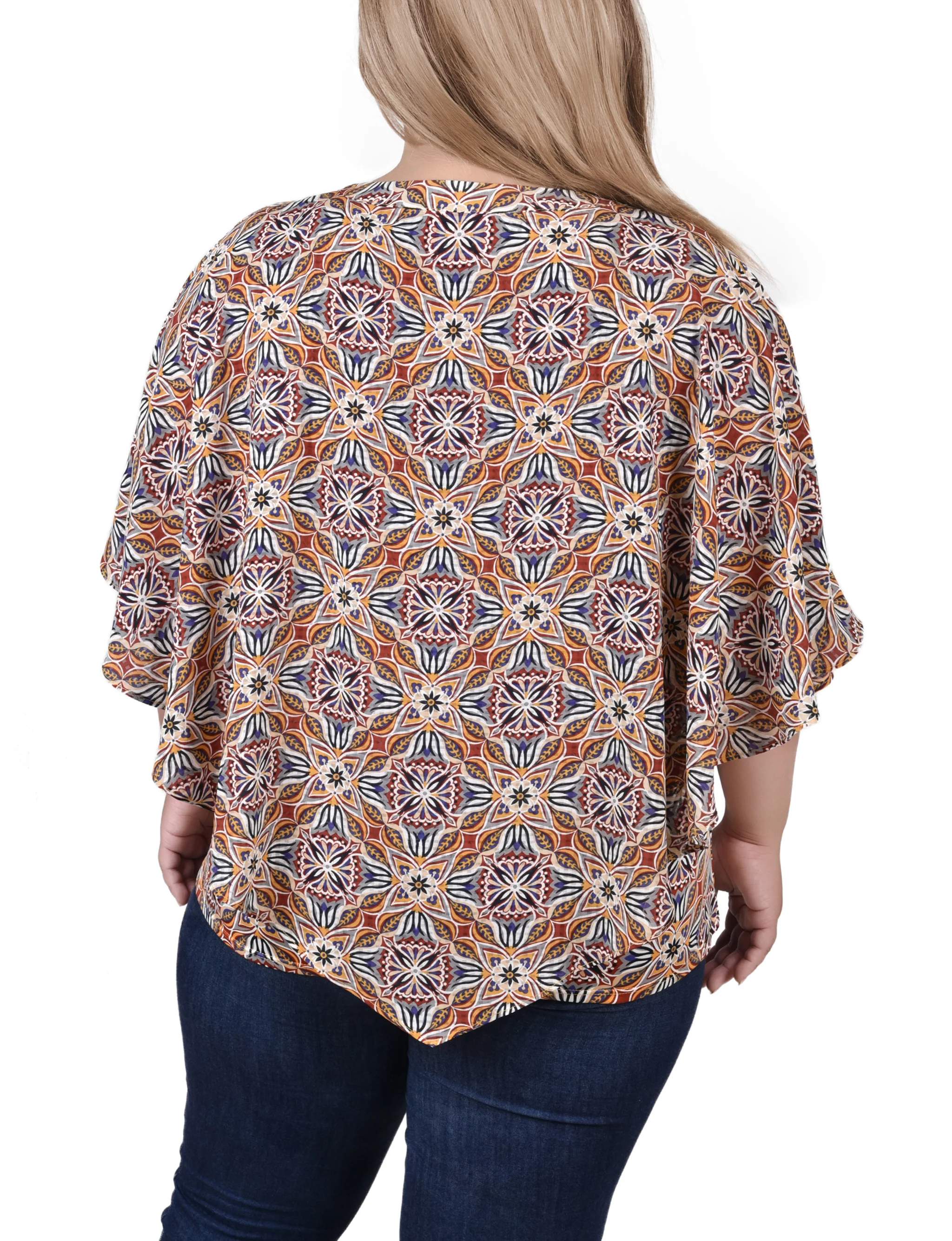 NY Collection Plus Size Elbow Sleeve Poncho Top - Image 3