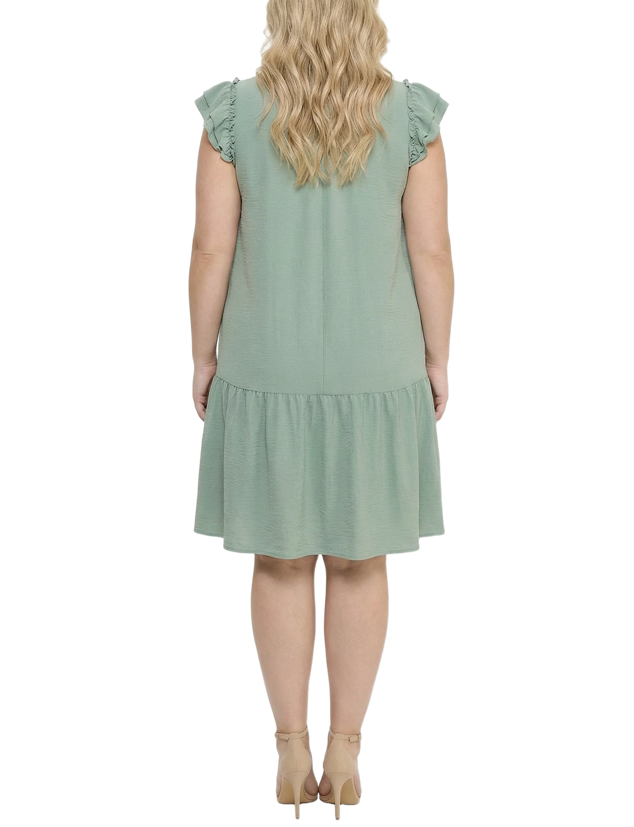 NY Collection Plus Size Flutter Sleeve Flounced Dress - Image 8