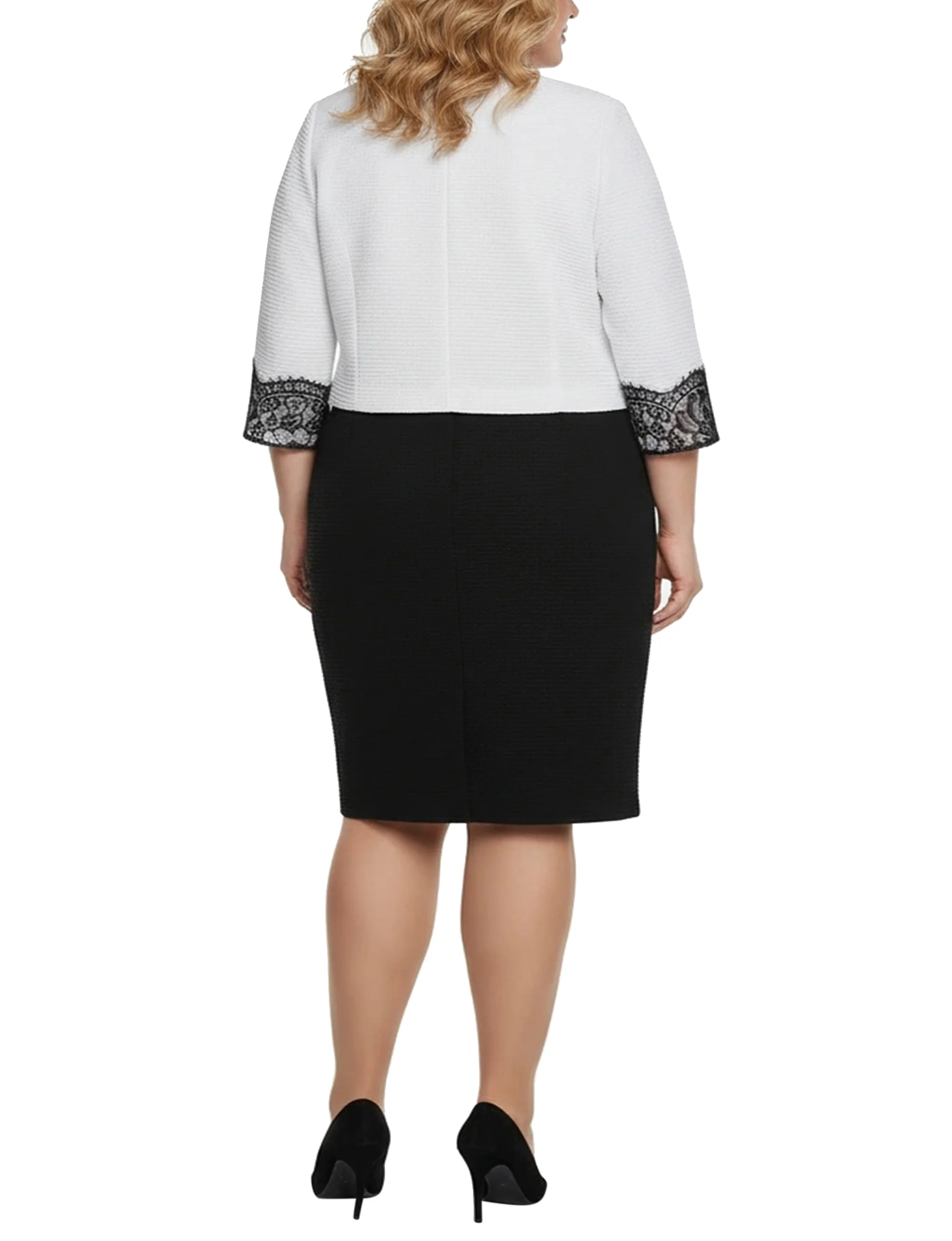 NY Collection Plus Size Lace-Detail 2 Piece Textured Knit Dress Set - Image 18