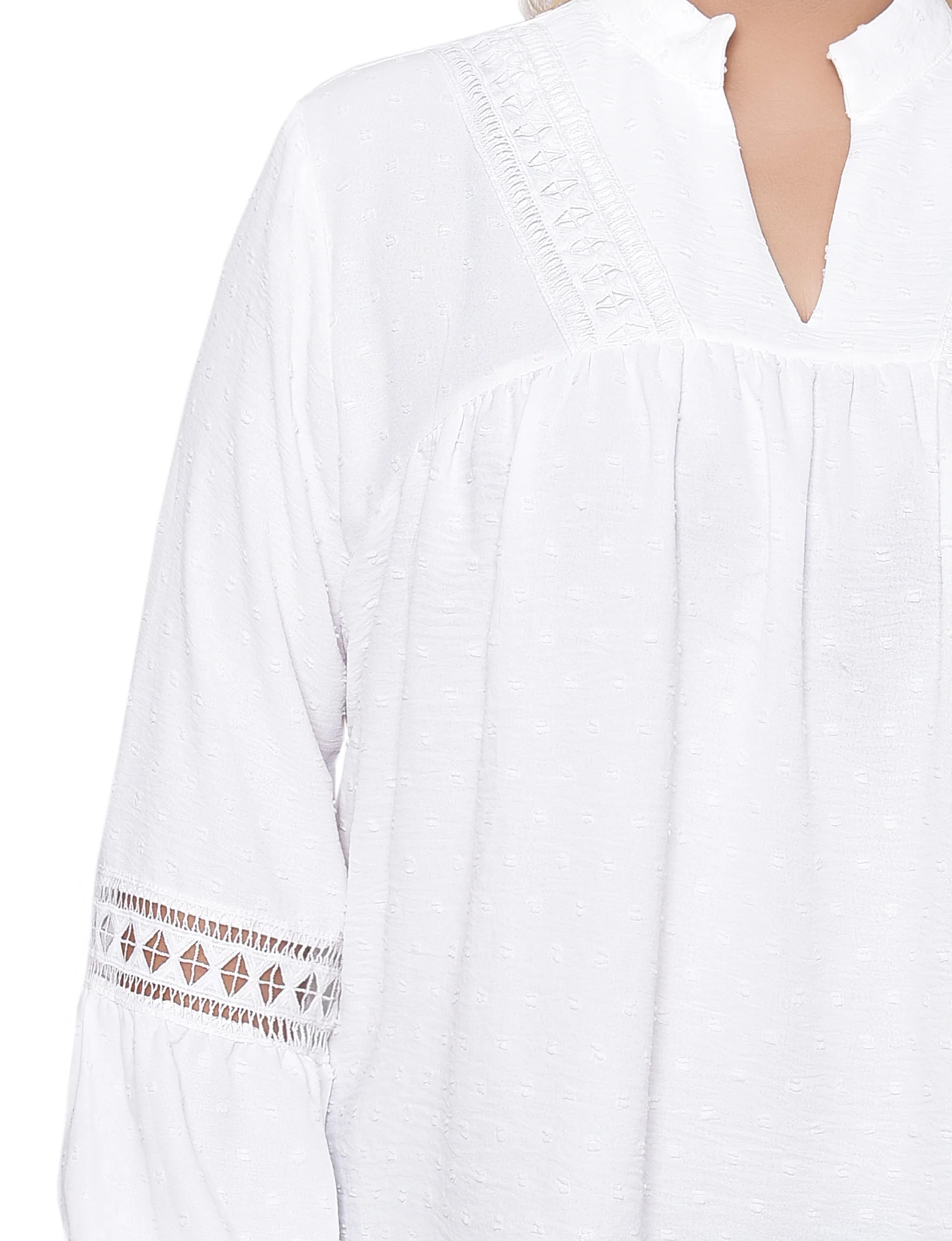 NY Collection Plus Size Long Sleeve Blouse With Crochet Trim - Image 6
