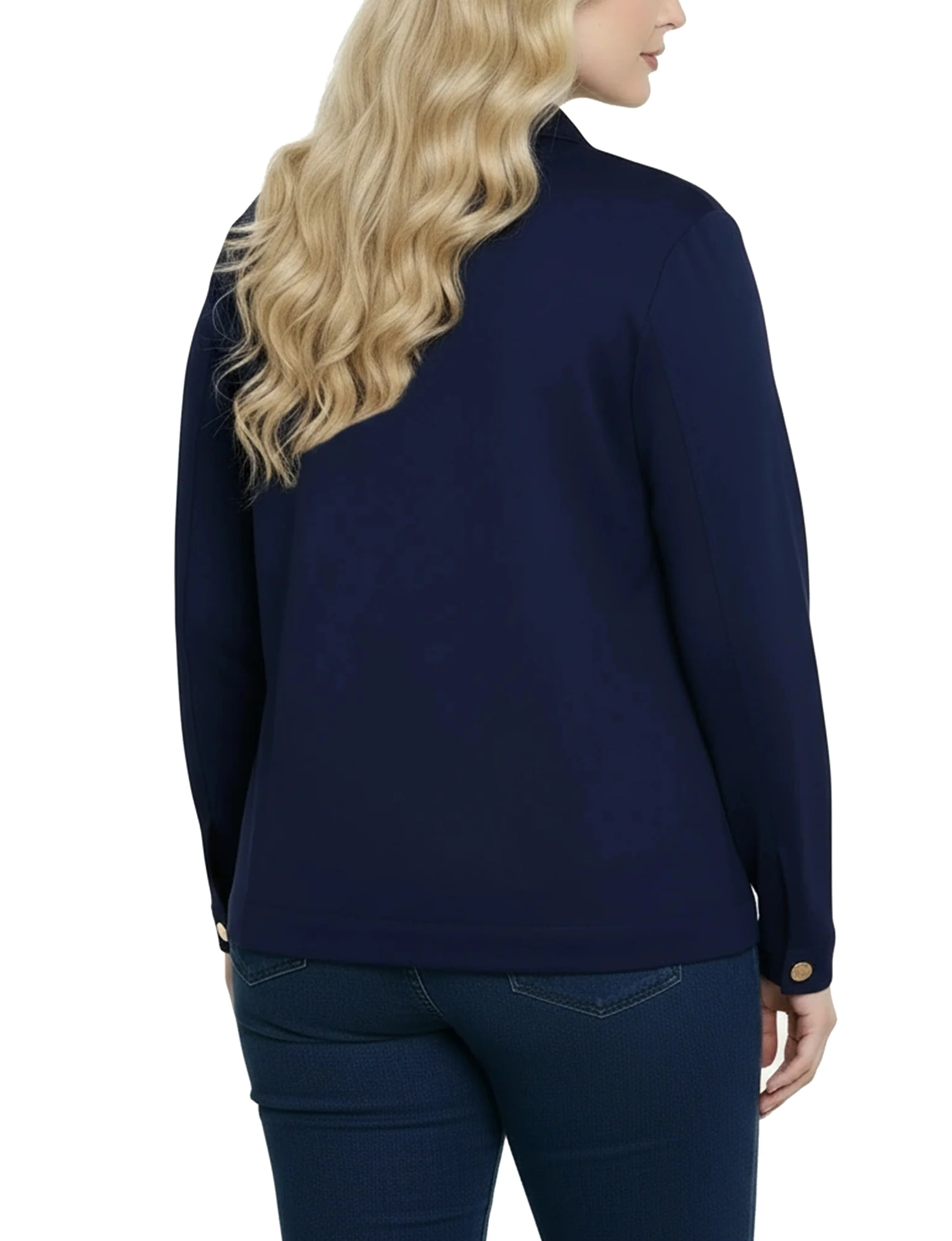 NY Collection Plus Size Long Sleeve Ponte Cropped Jacket - Image 12
