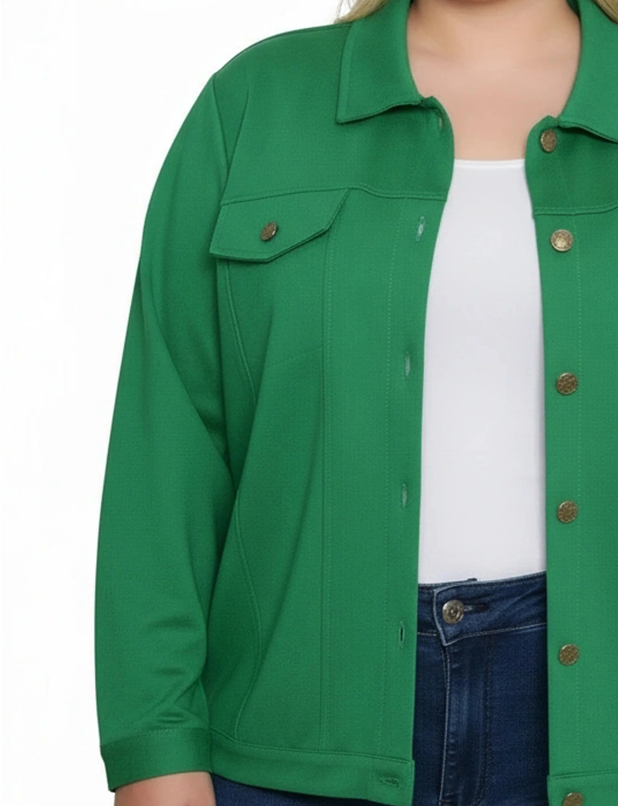 NY Collection Plus Size Long Sleeve Ponte Cropped Jacket - Image 6