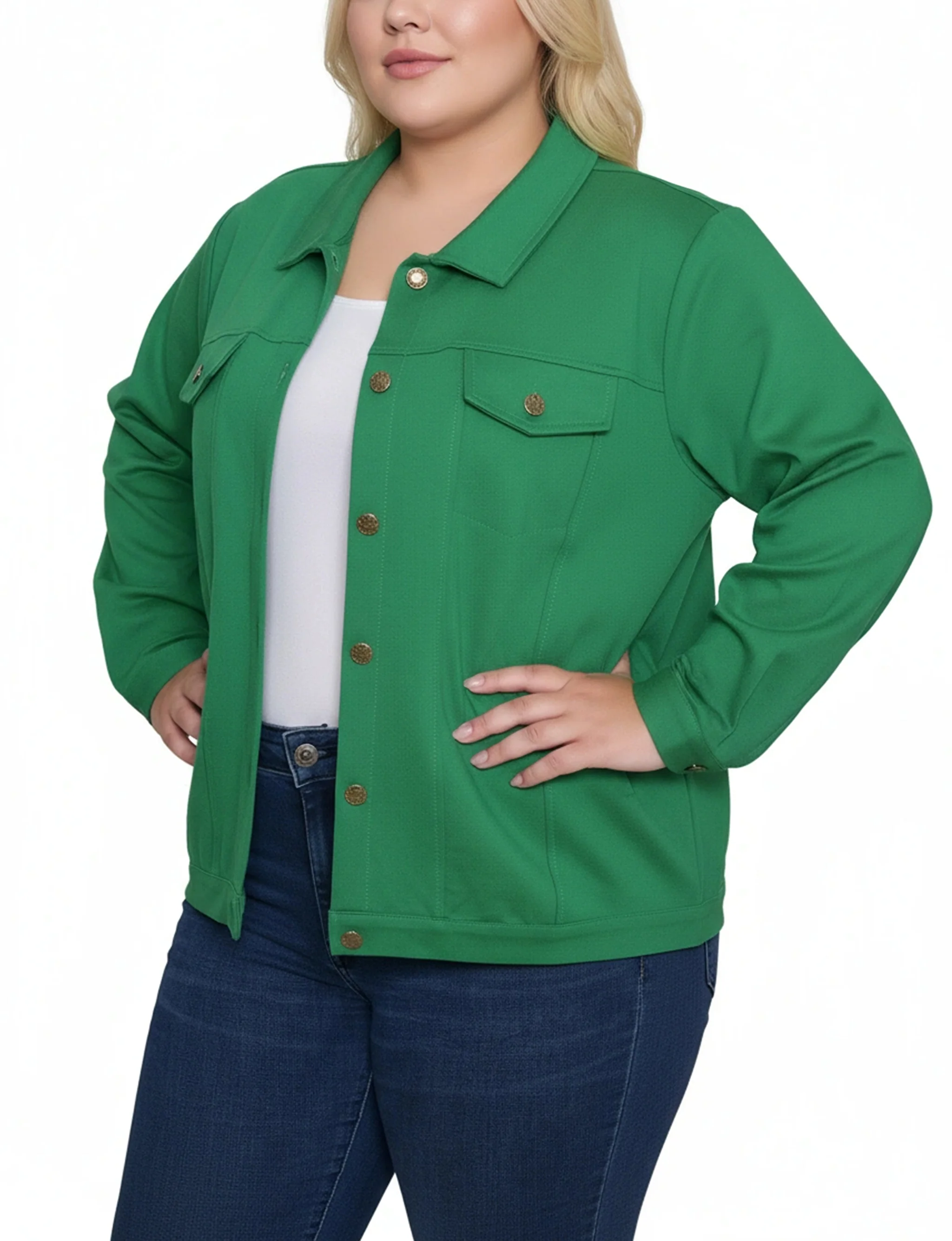 NY Collection Plus Size Long Sleeve Ponte Cropped Jacket - Image 7