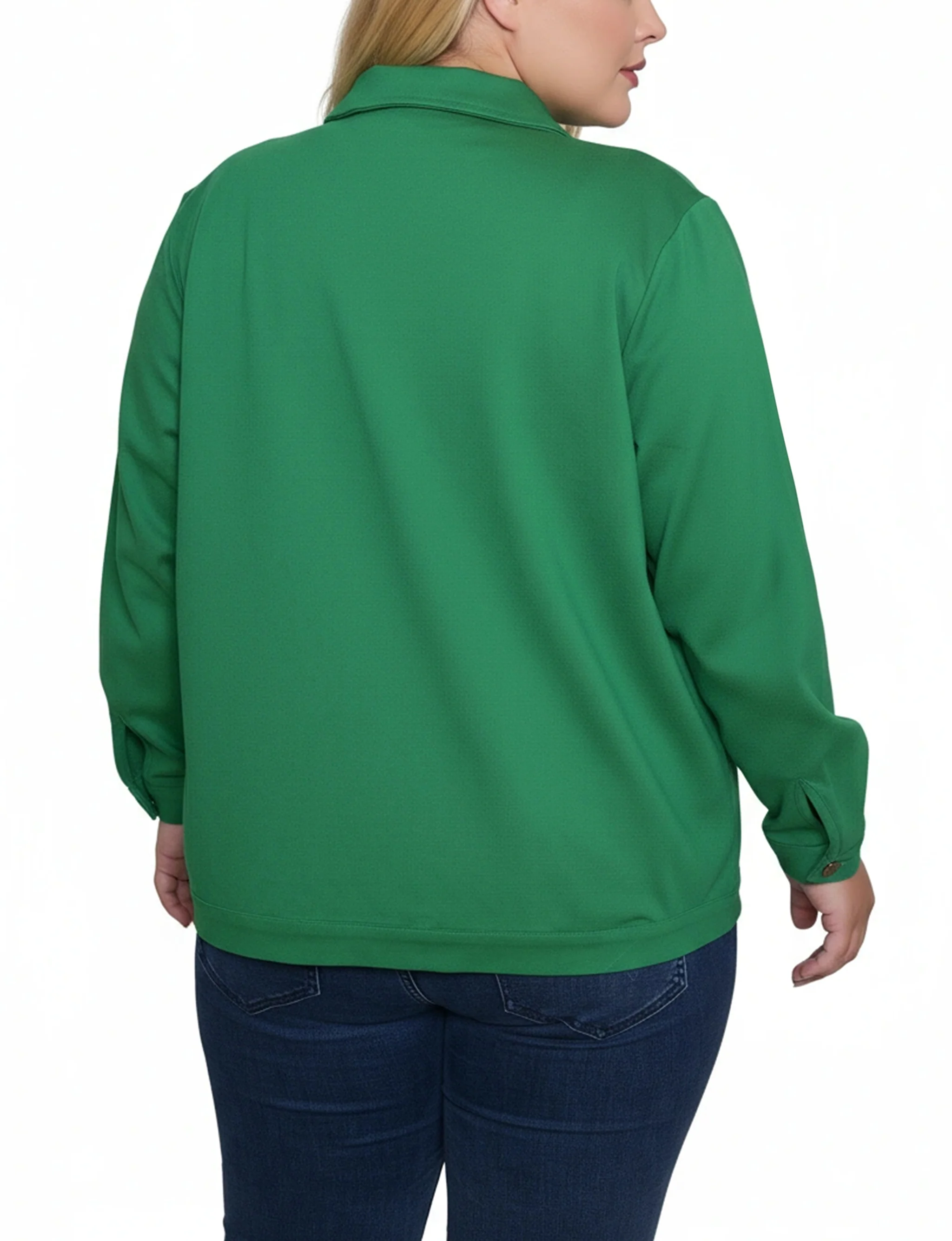 NY Collection Plus Size Long Sleeve Ponte Cropped Jacket - Image 8