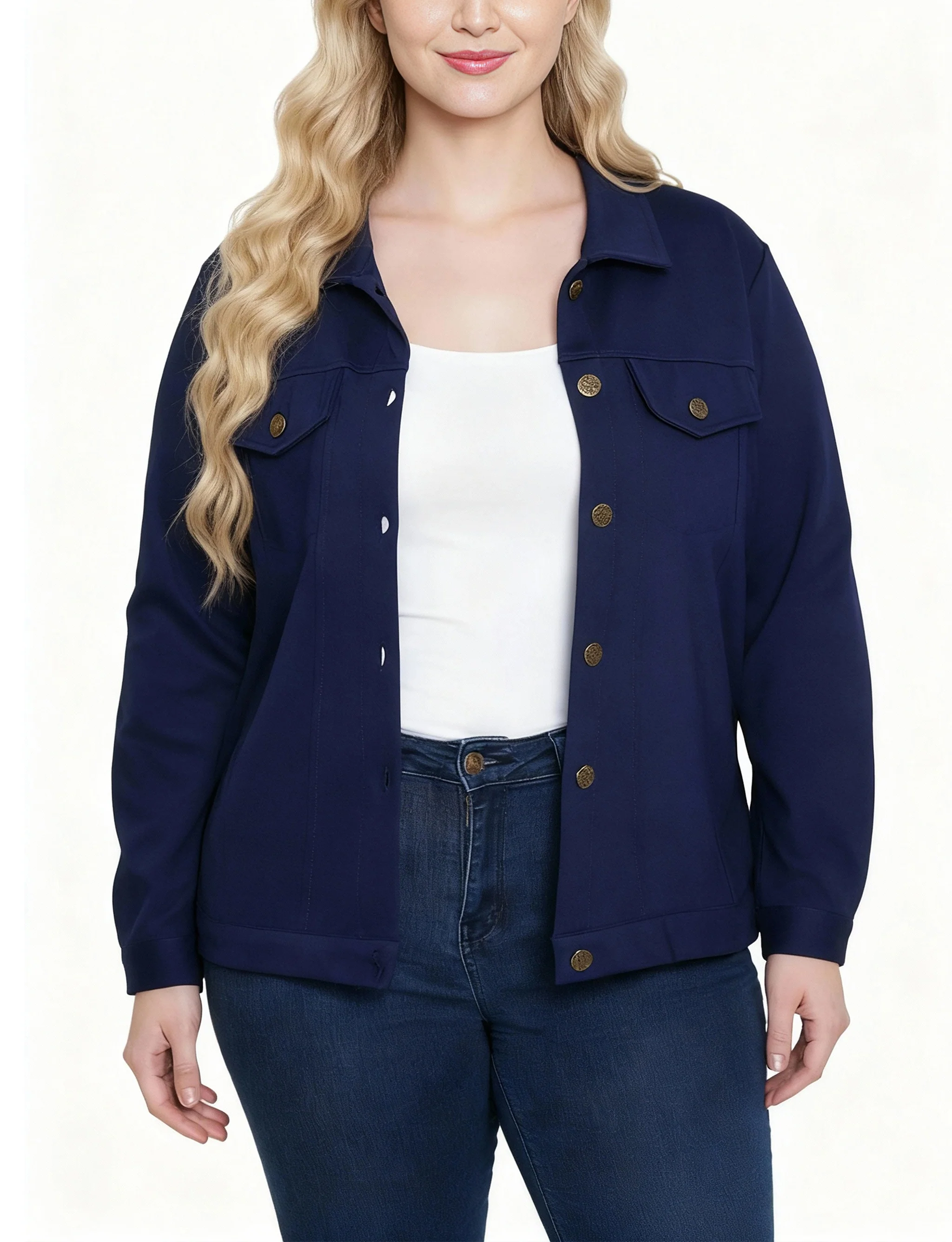 NY Collection Plus Size Long Sleeve Ponte Cropped Jacket - Image 9