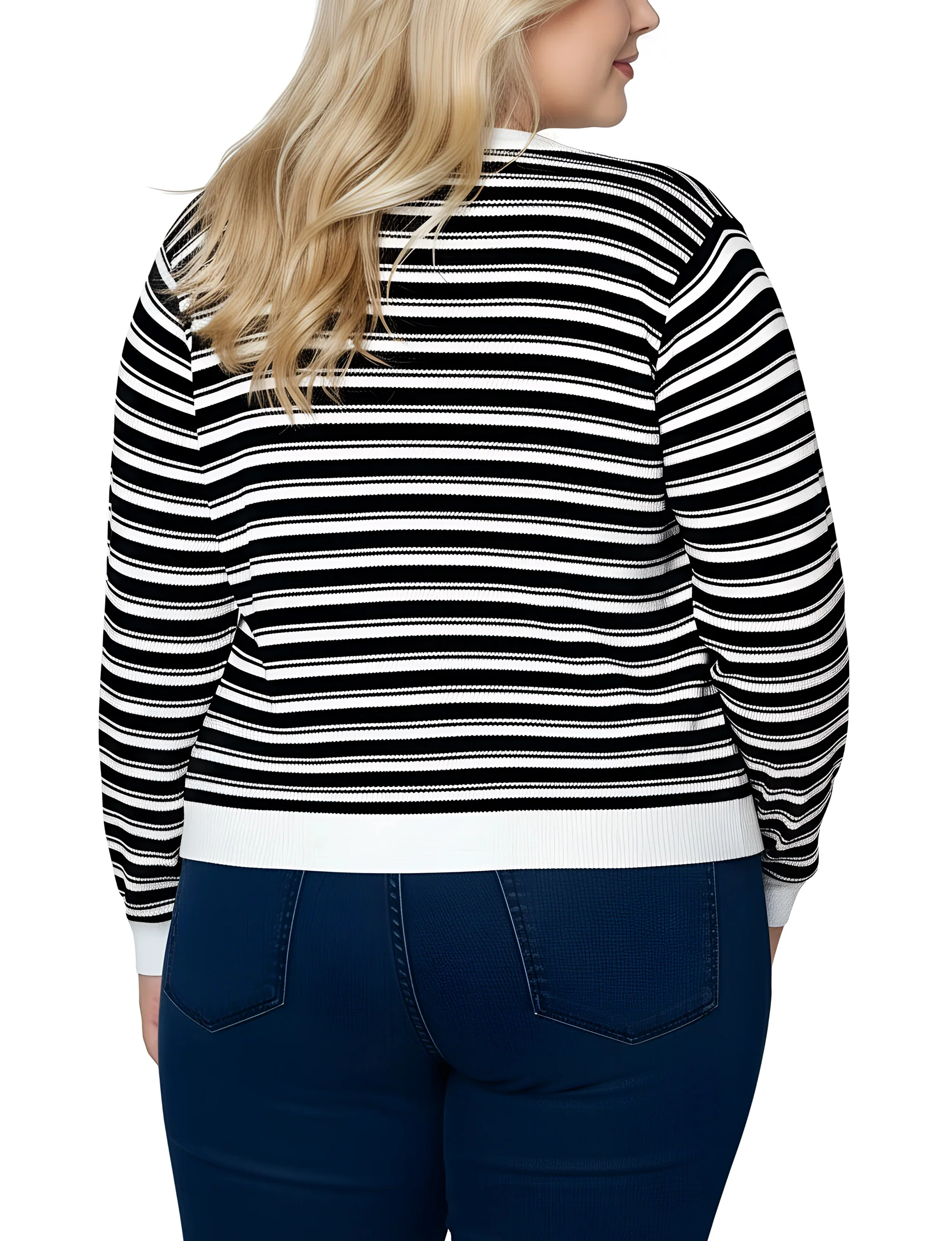 NY Collection Plus Size Long sleeve Ribbed Cardigan - Image 4