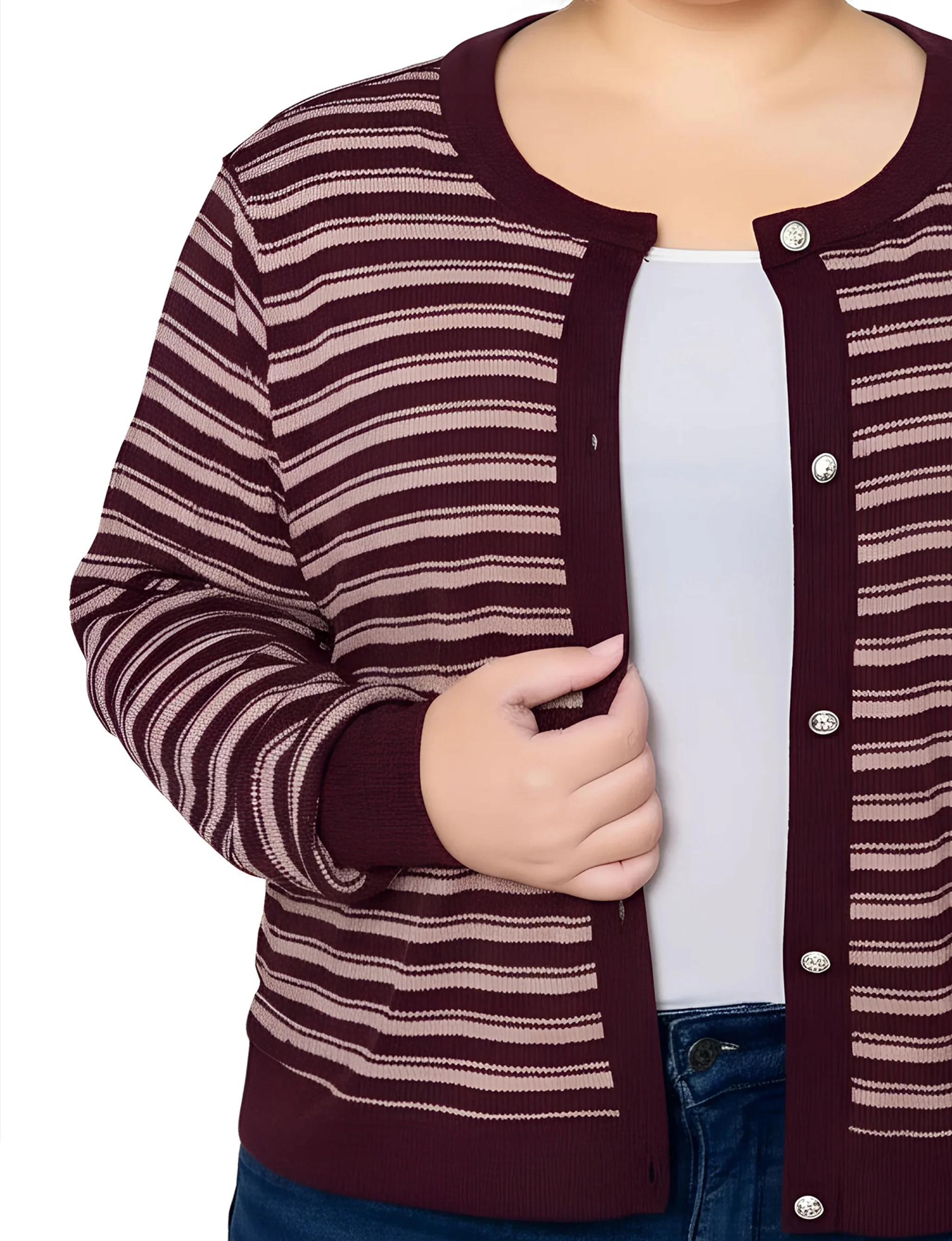 NY Collection Plus Size Long sleeve Ribbed Cardigan - Image 6