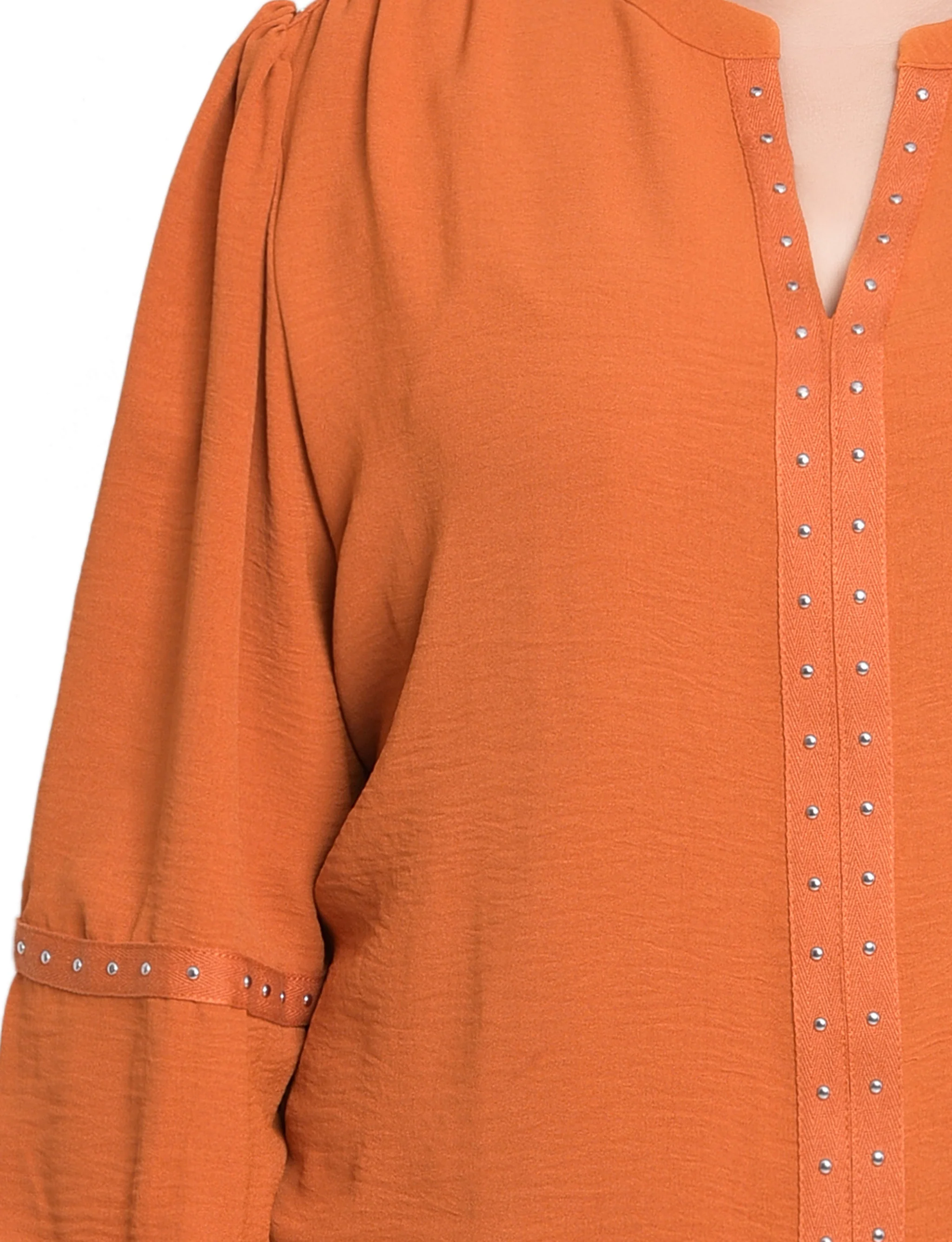 NY Collection Plus Size Long Sleeve Studded Blouse - Image 2