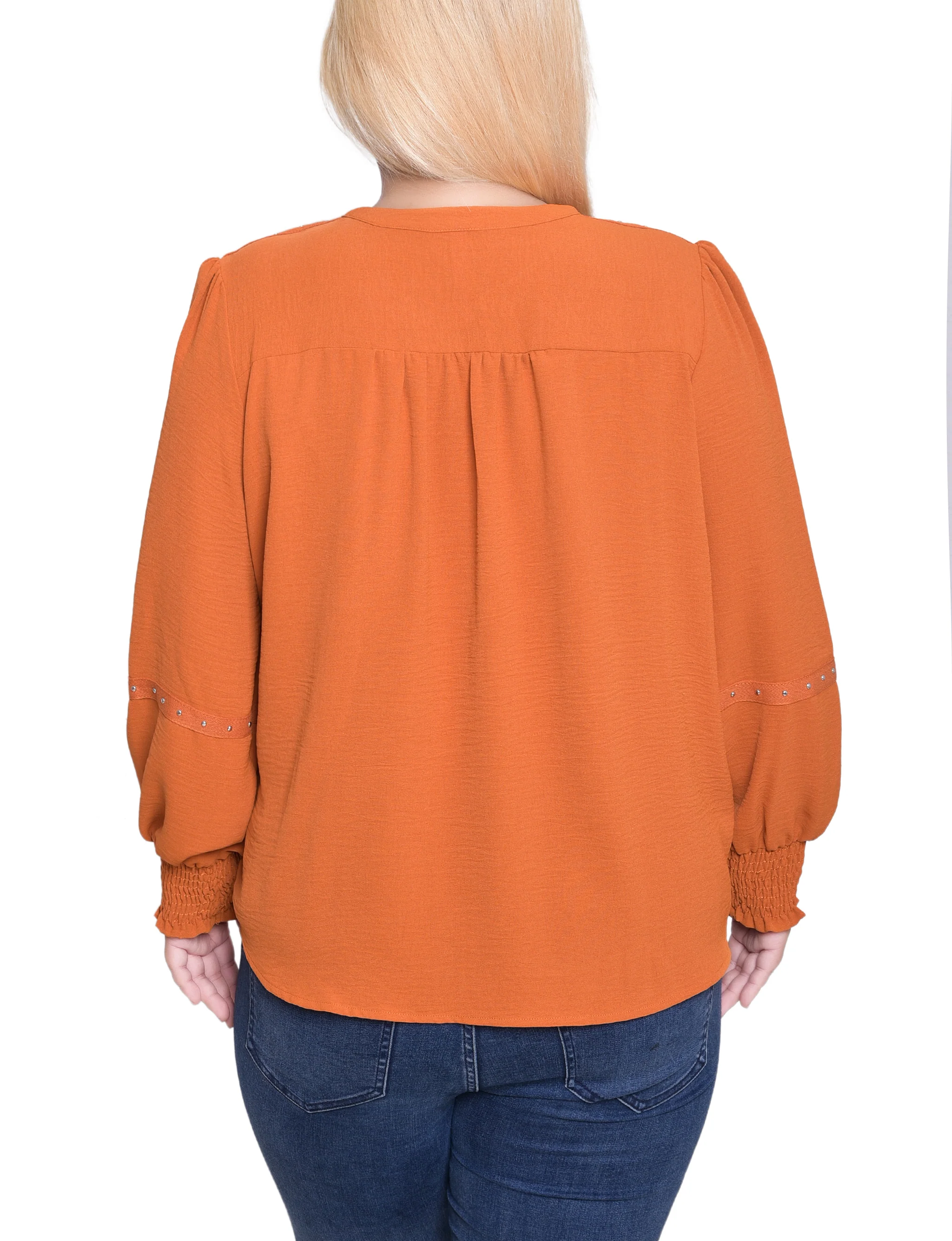 NY Collection Plus Size Long Sleeve Studded Blouse - Image 4