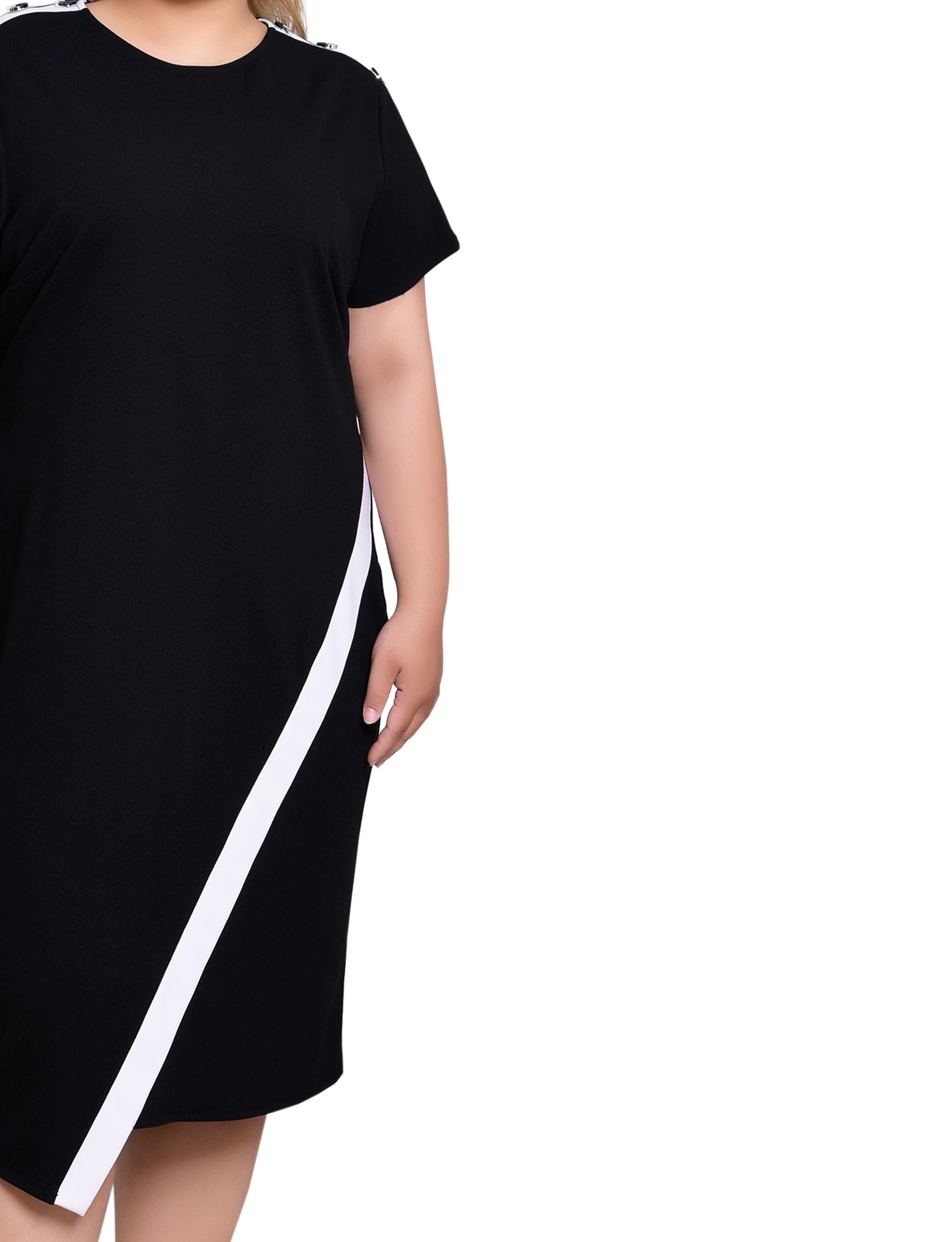 NY Collection Plus Size Short Sleeve Assymetrical Hem Dress - Image 2