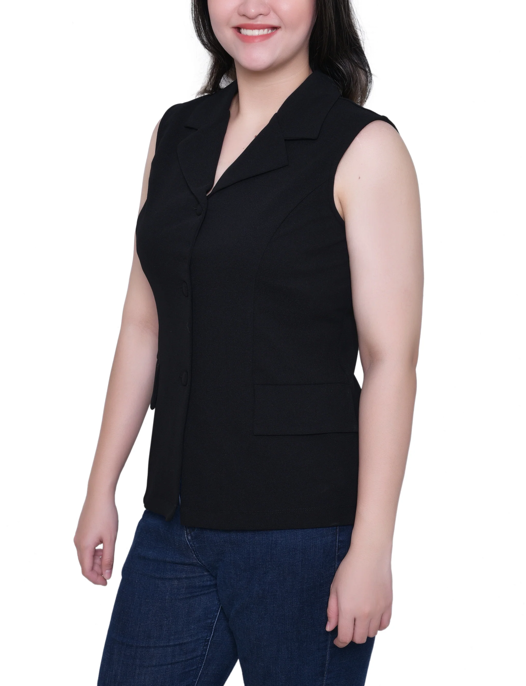 NY Collection Sleeveless Scuba Jacket - Image 3
