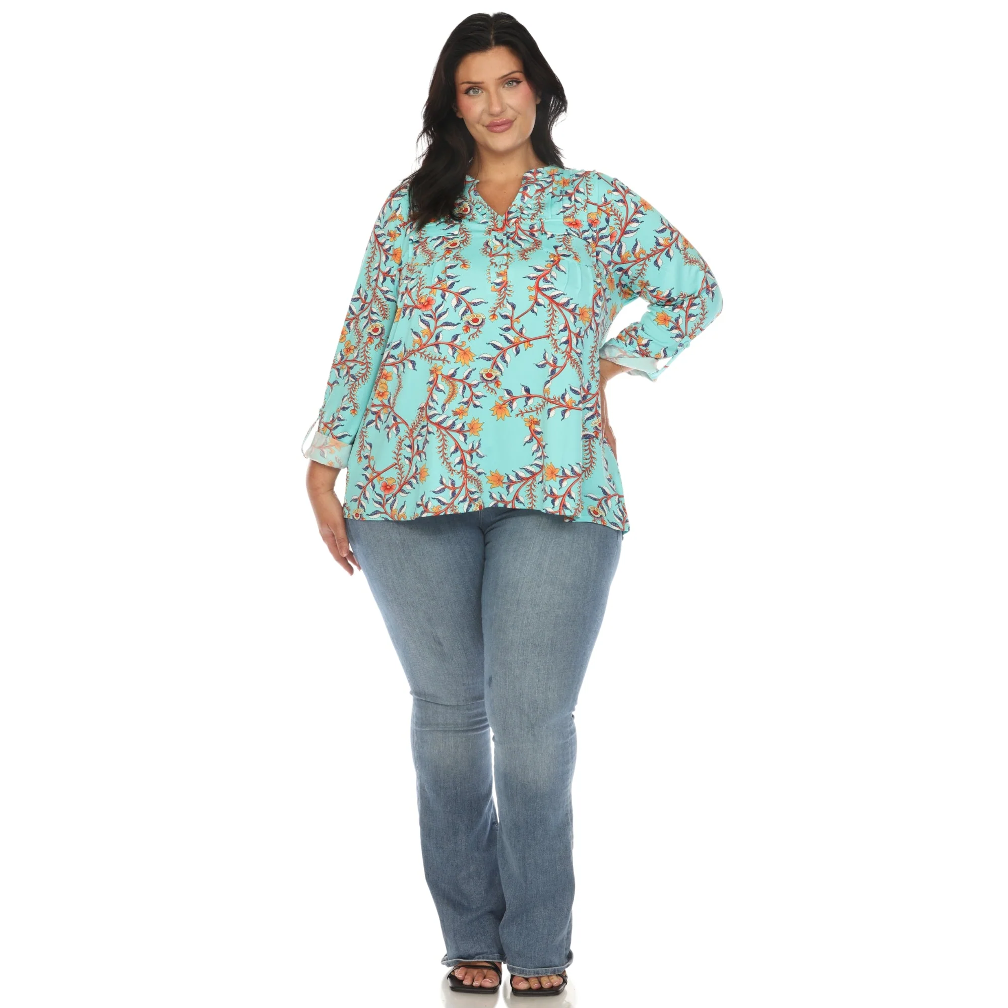 Paisley Button Front Tunic Top - Plus - Image 10