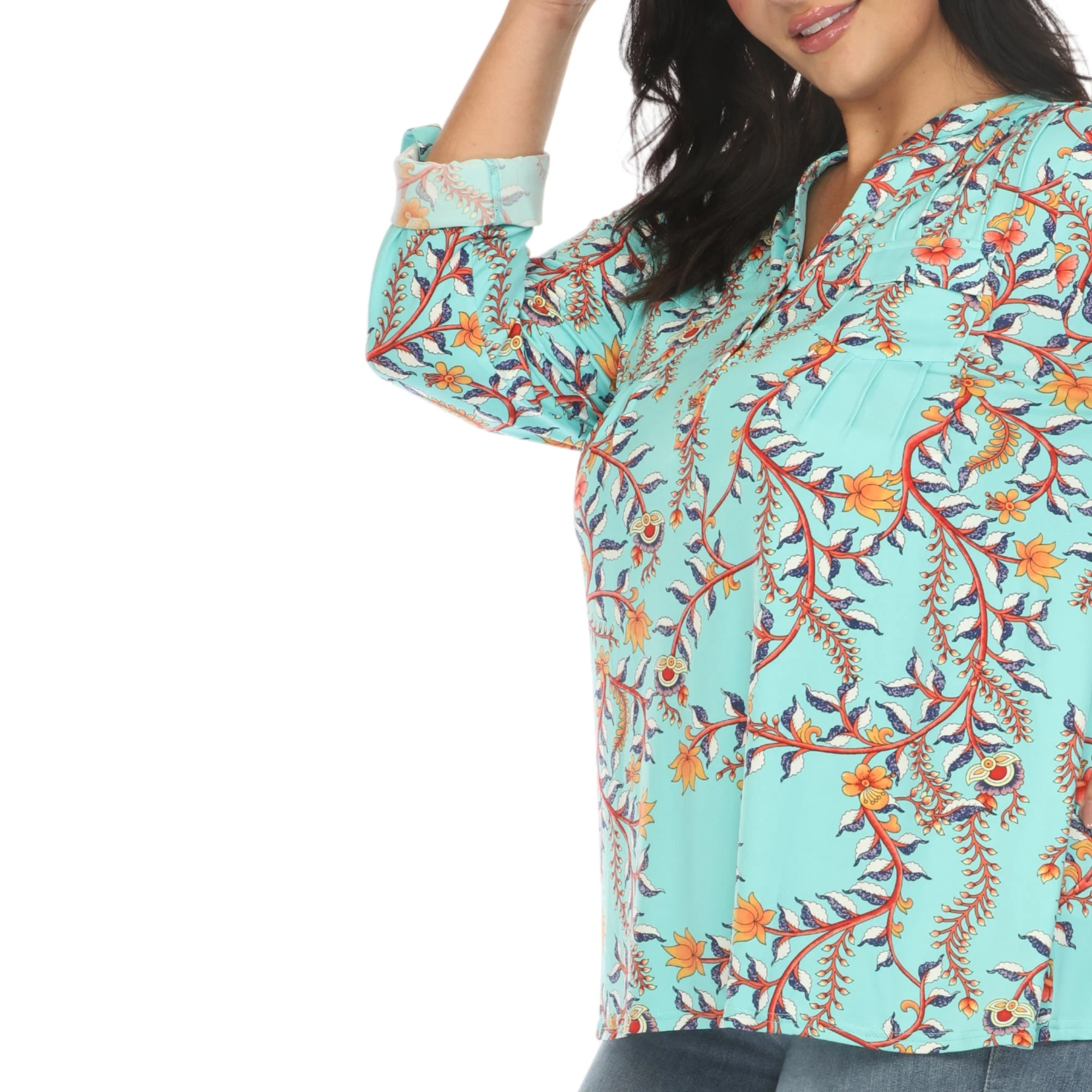Paisley Button Front Tunic Top - Plus - Image 12