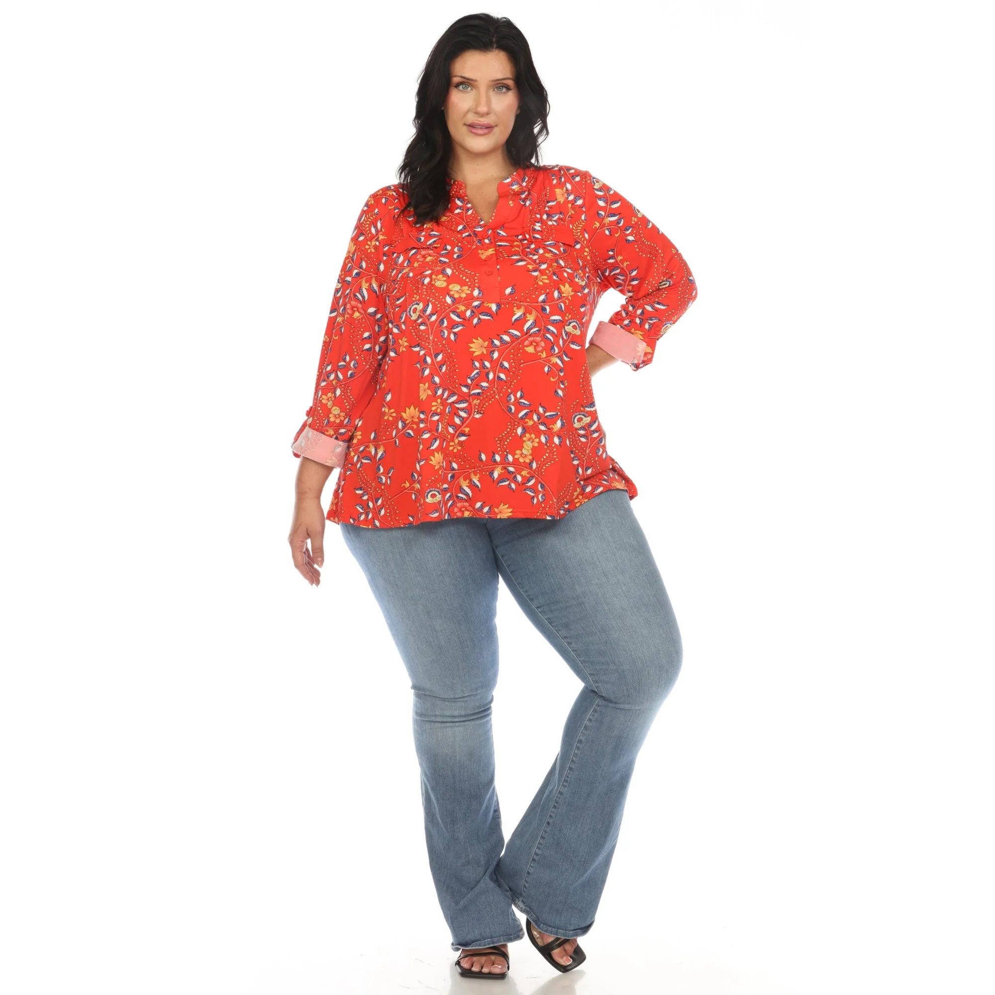 Paisley Button Front Tunic Top - Plus - Image 14