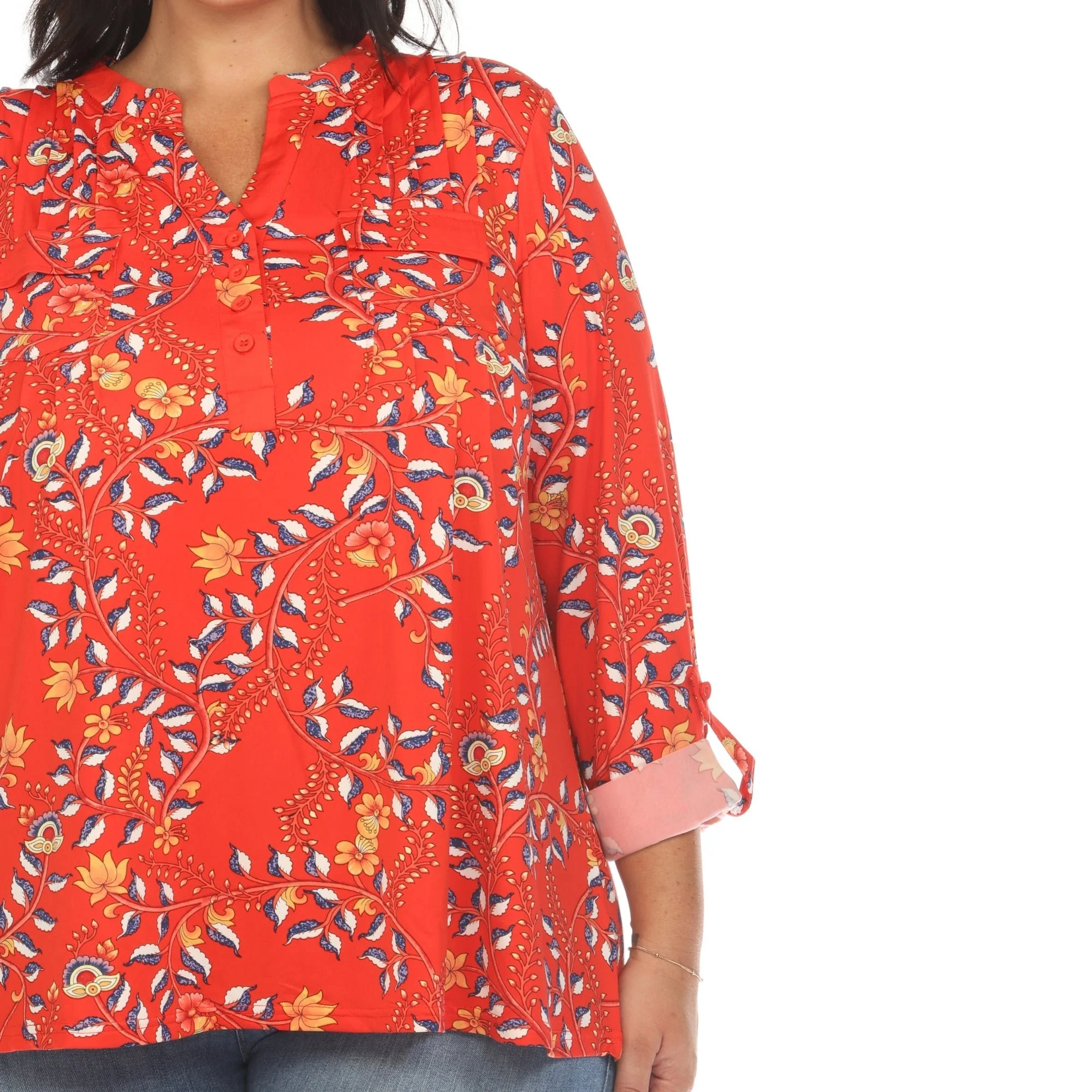 Paisley Button Front Tunic Top - Plus - Image 16