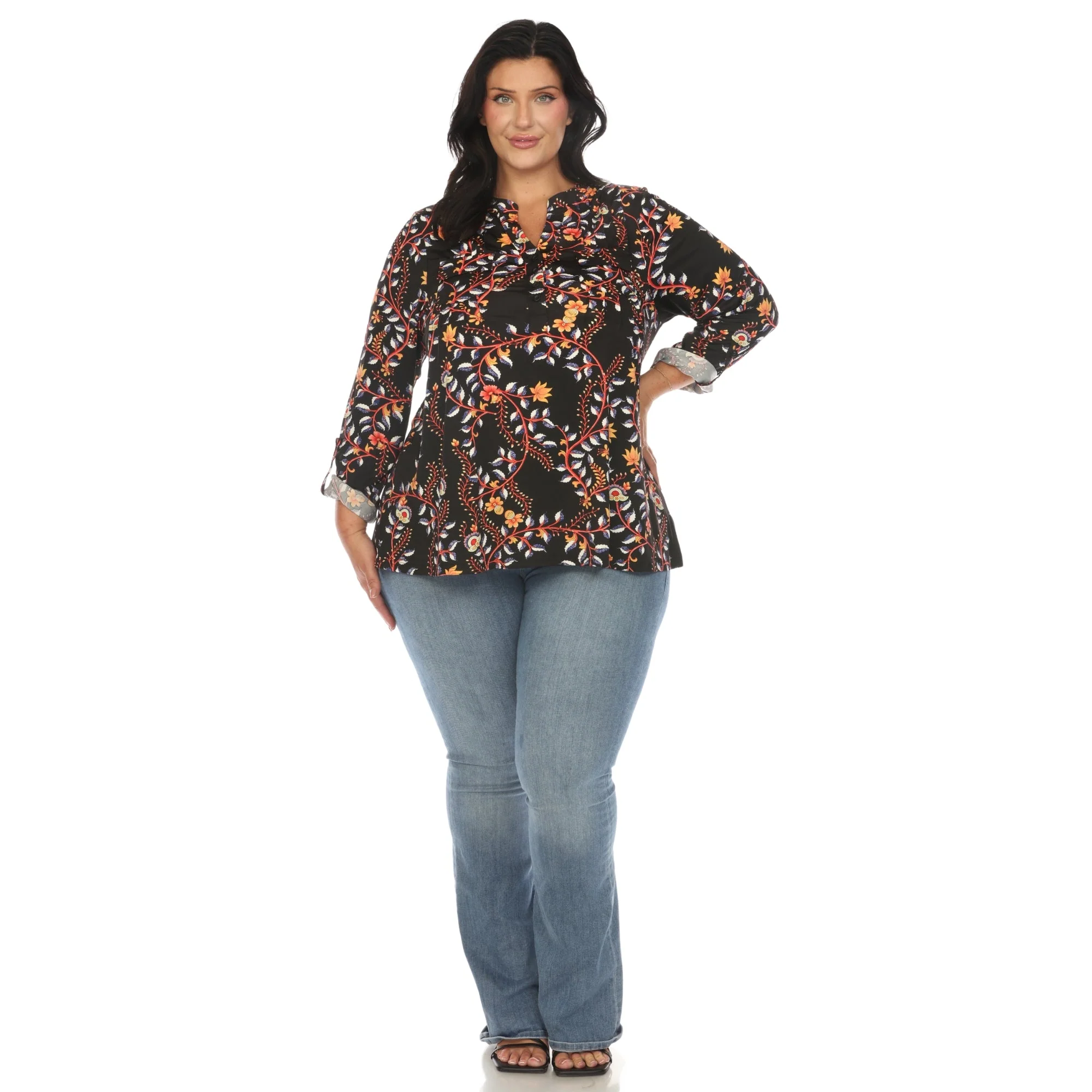 Paisley Button Front Tunic Top - Plus - Image 2