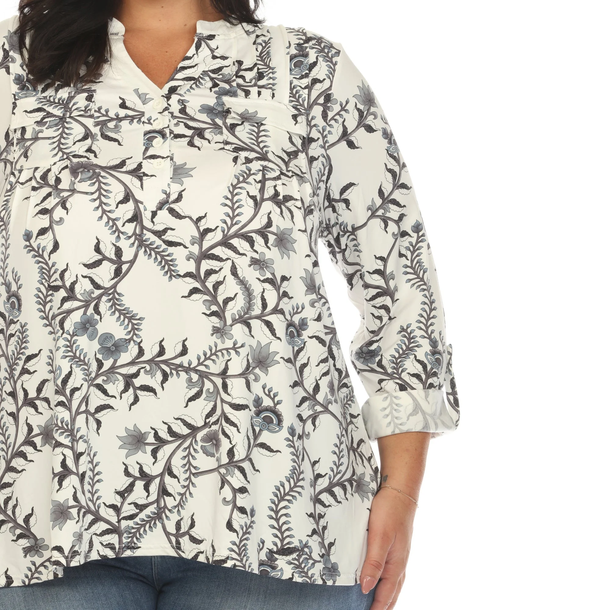 Paisley Button Front Tunic Top - Plus - Image 20