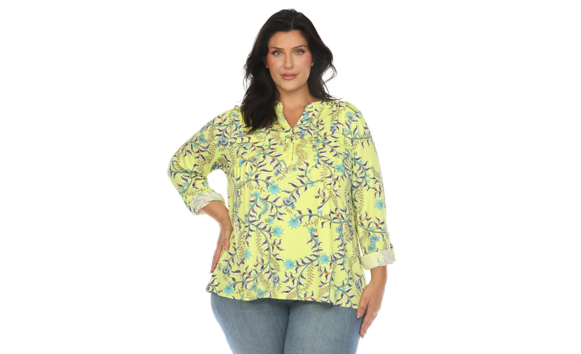 Paisley Button Front Tunic Top - Plus - Image 5
