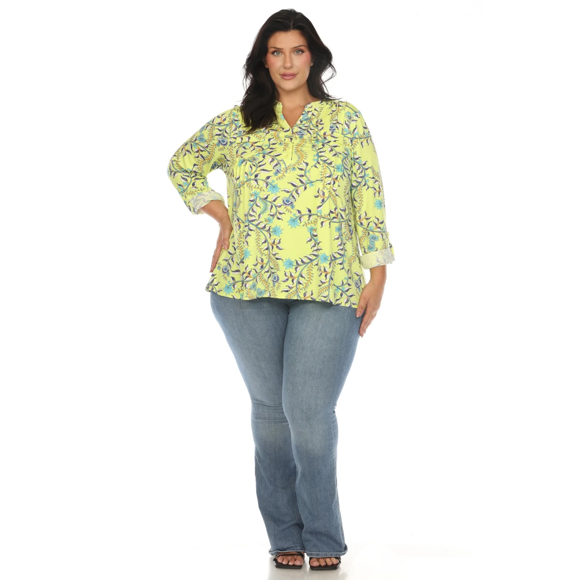 Paisley Button Front Tunic Top - Plus - Image 6