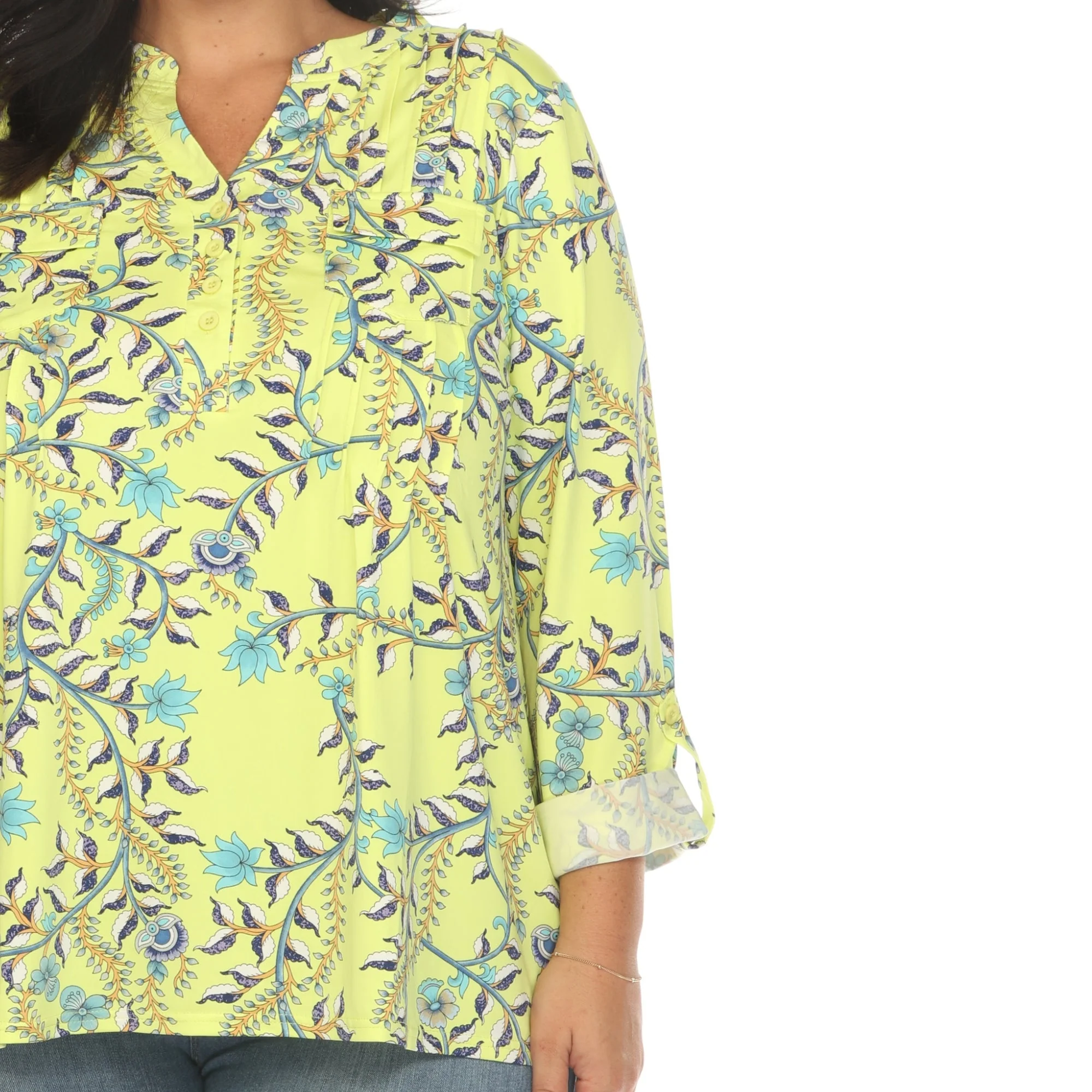 Paisley Button Front Tunic Top - Plus - Image 8