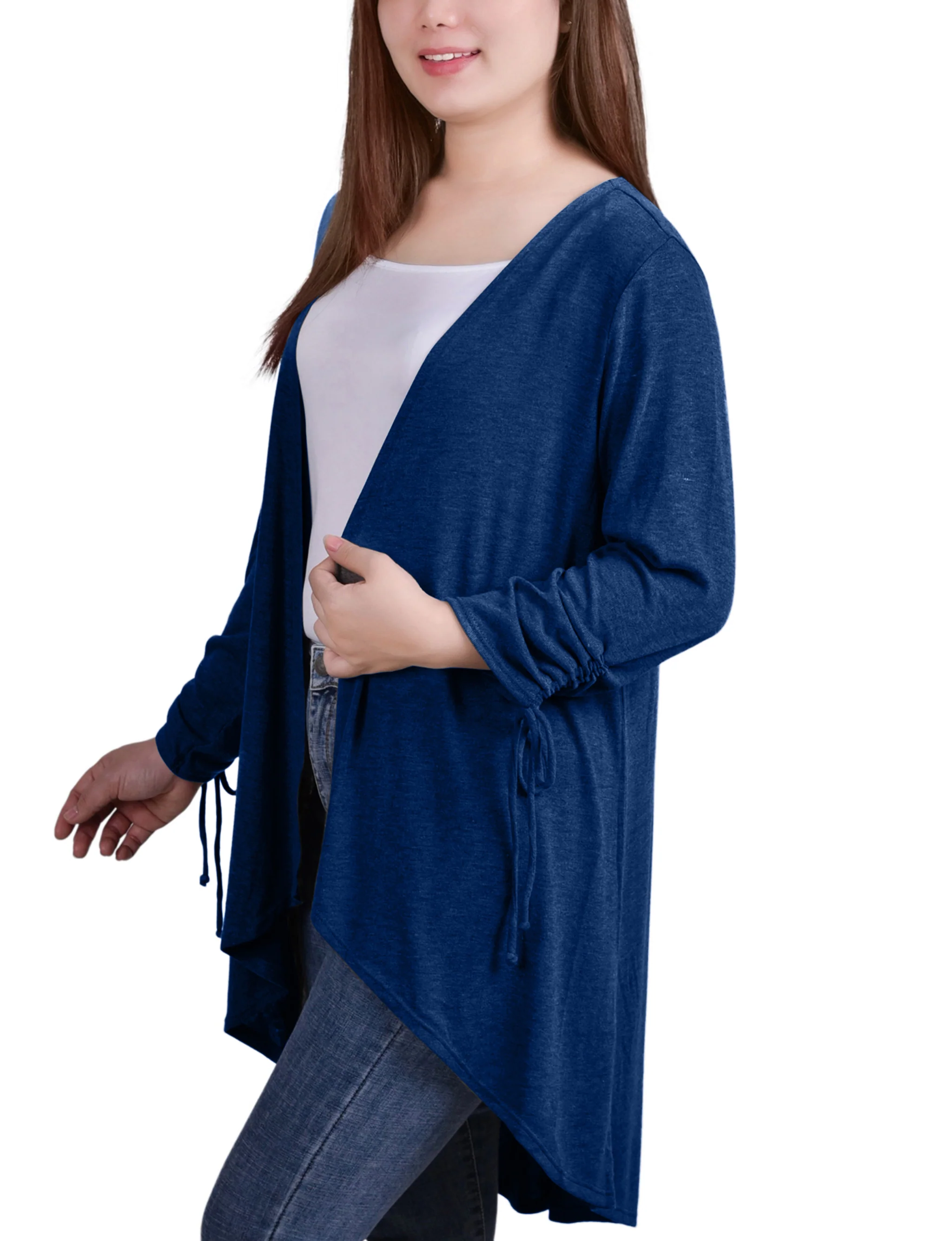 Peacock Long Sleeve Hi Lo Hem Cardigan - Image 3