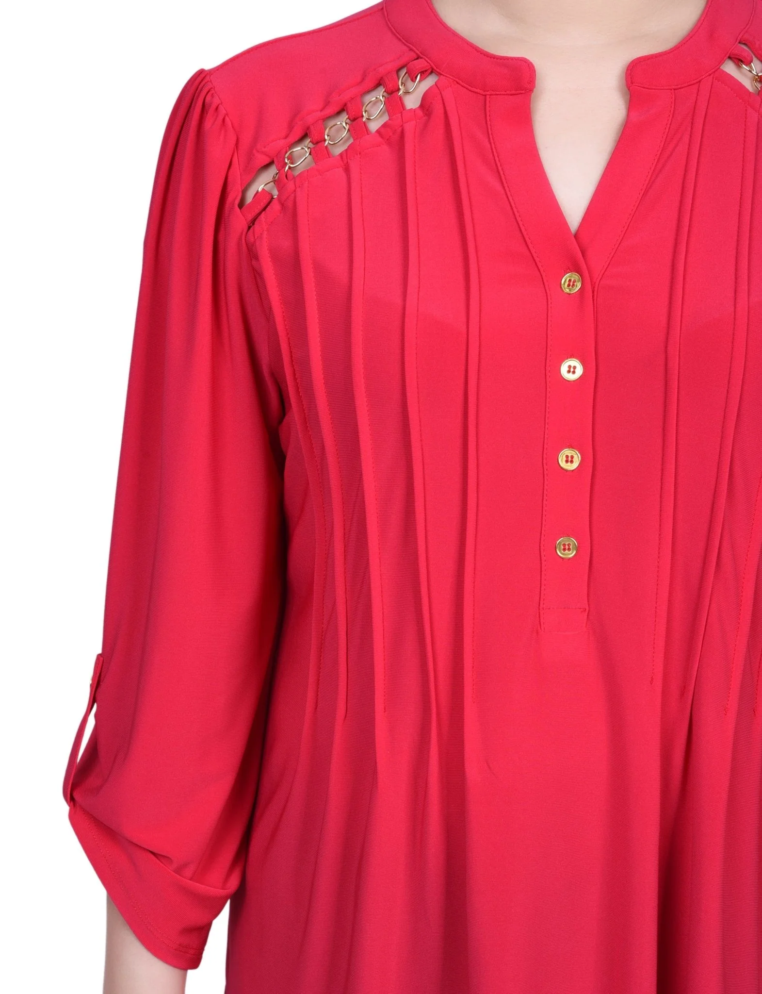 Pintuck Front Top With Chain Details - Petite - Image 10