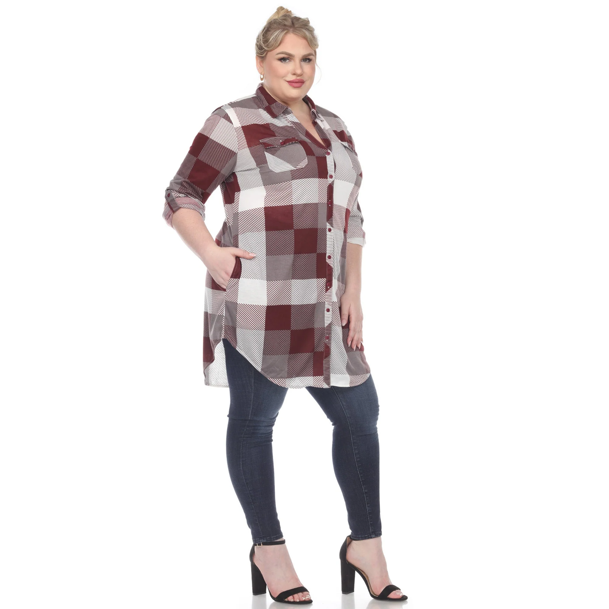 Plaid Tunic Shirt - Plus - Image 29