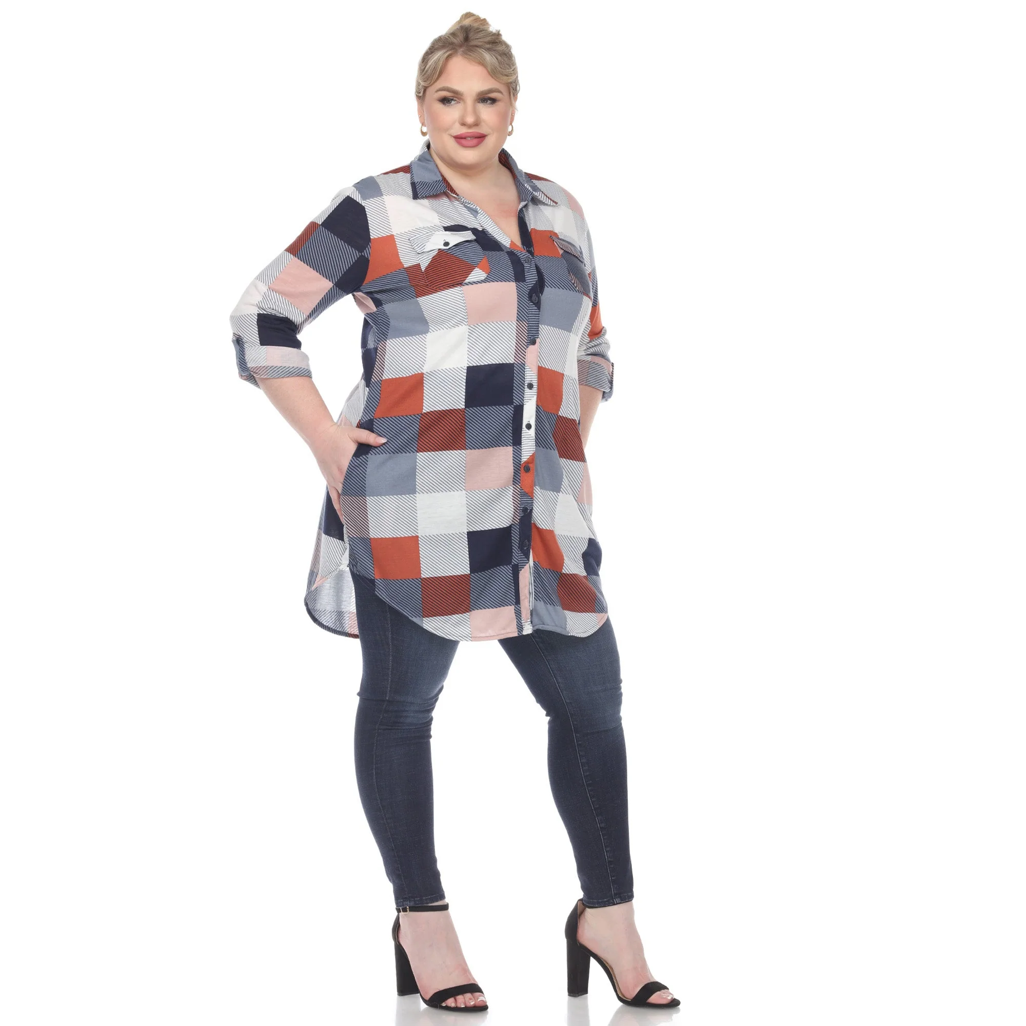 Plaid Tunic Shirt - Plus - Image 34