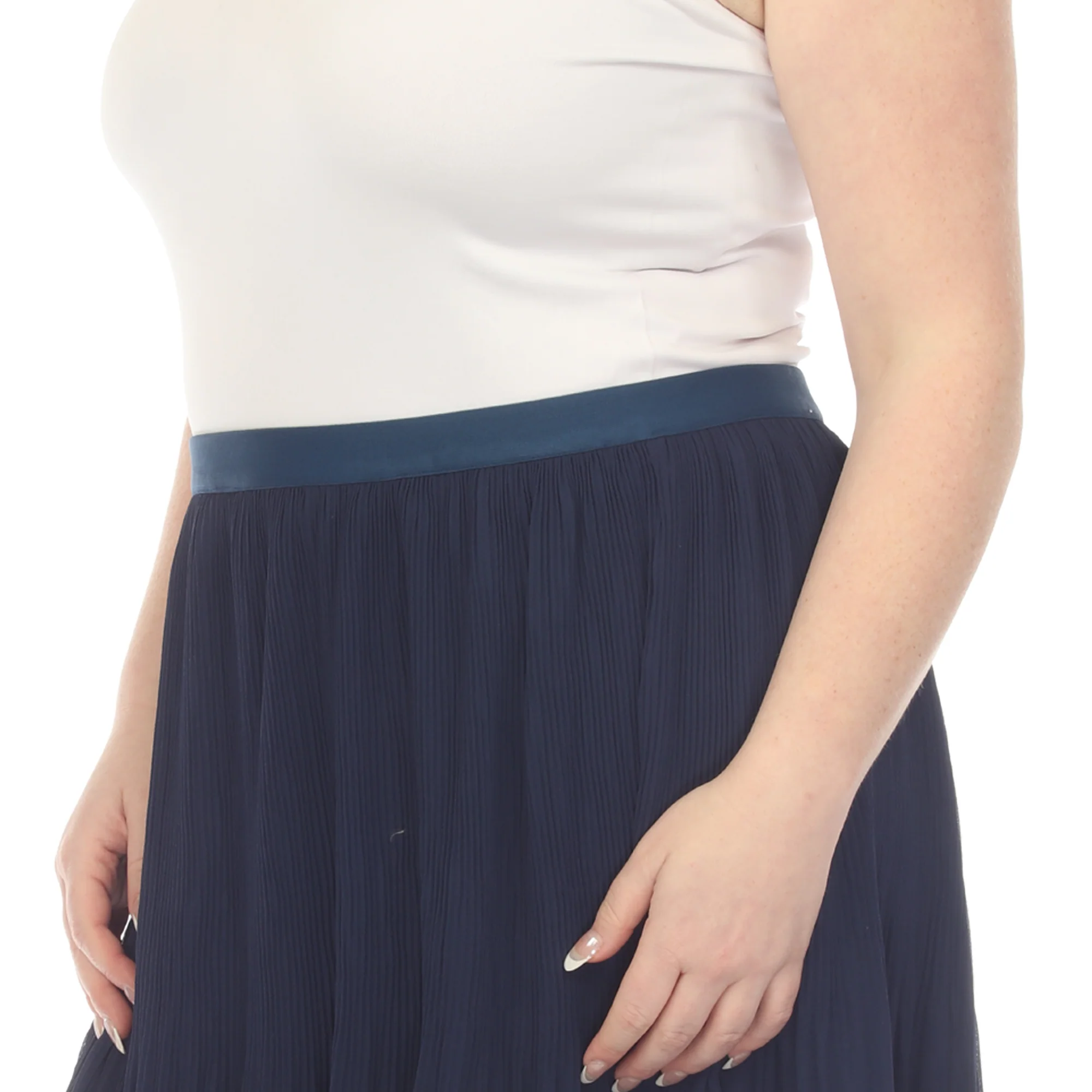Plus Size Pleated Chiffon Midi Skirt - Image 10