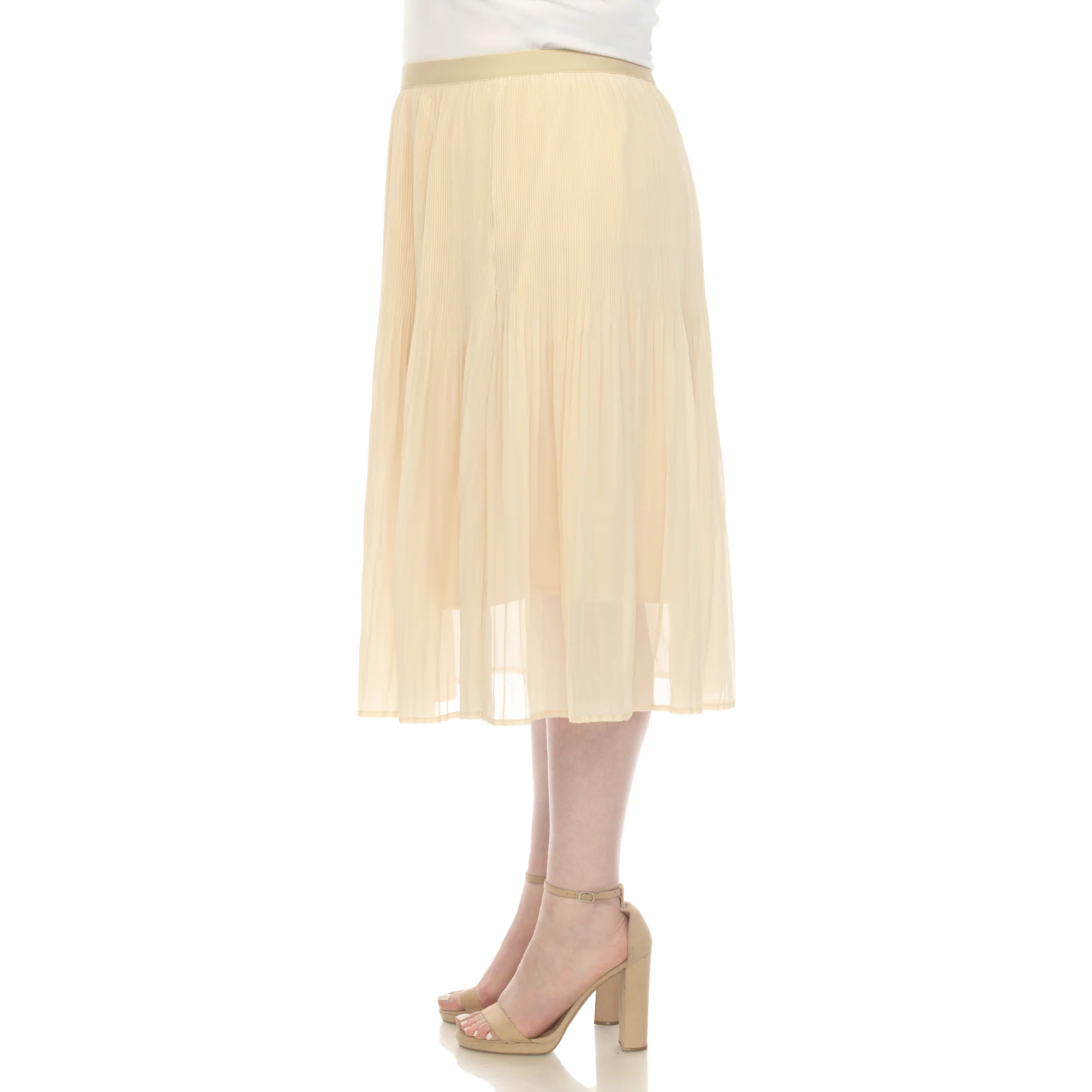 Plus Size Pleated Chiffon Midi Skirt - Image 12