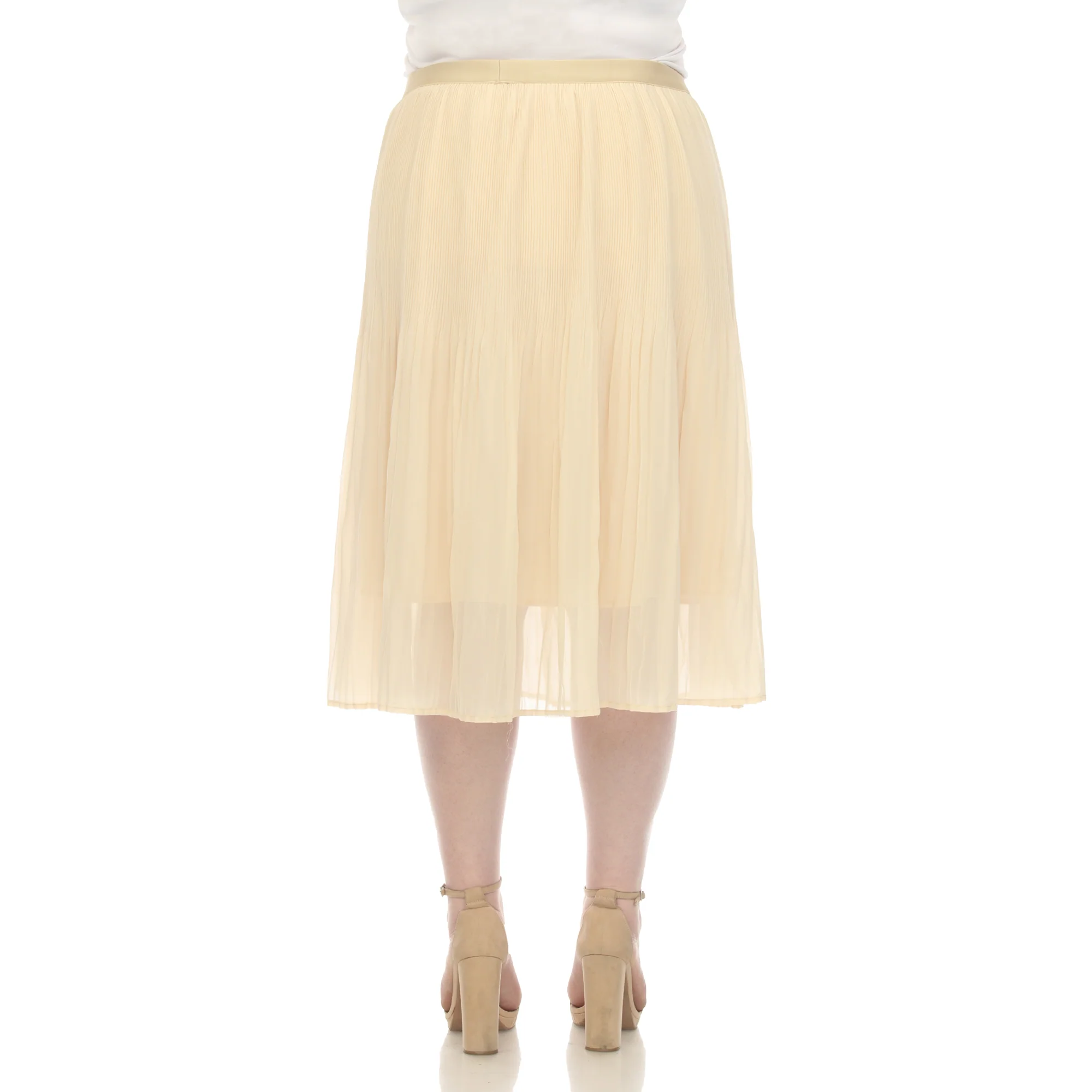 Plus Size Pleated Chiffon Midi Skirt - Image 13