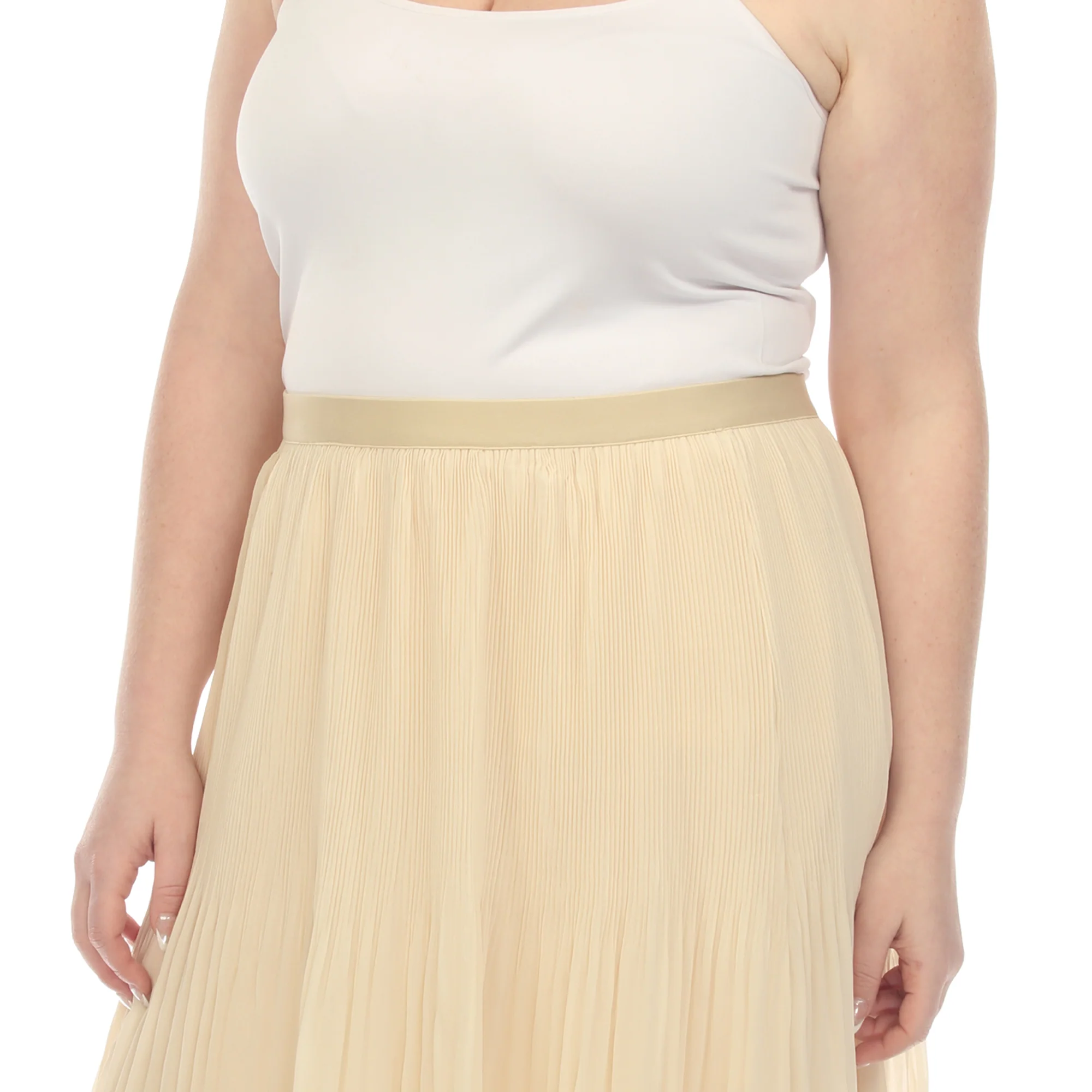 Plus Size Pleated Chiffon Midi Skirt - Image 14