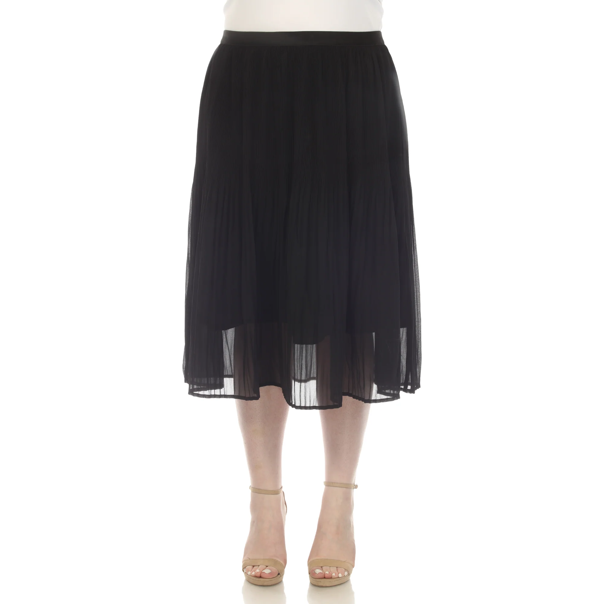 Plus Size Pleated Chiffon Midi Skirt - Image 16