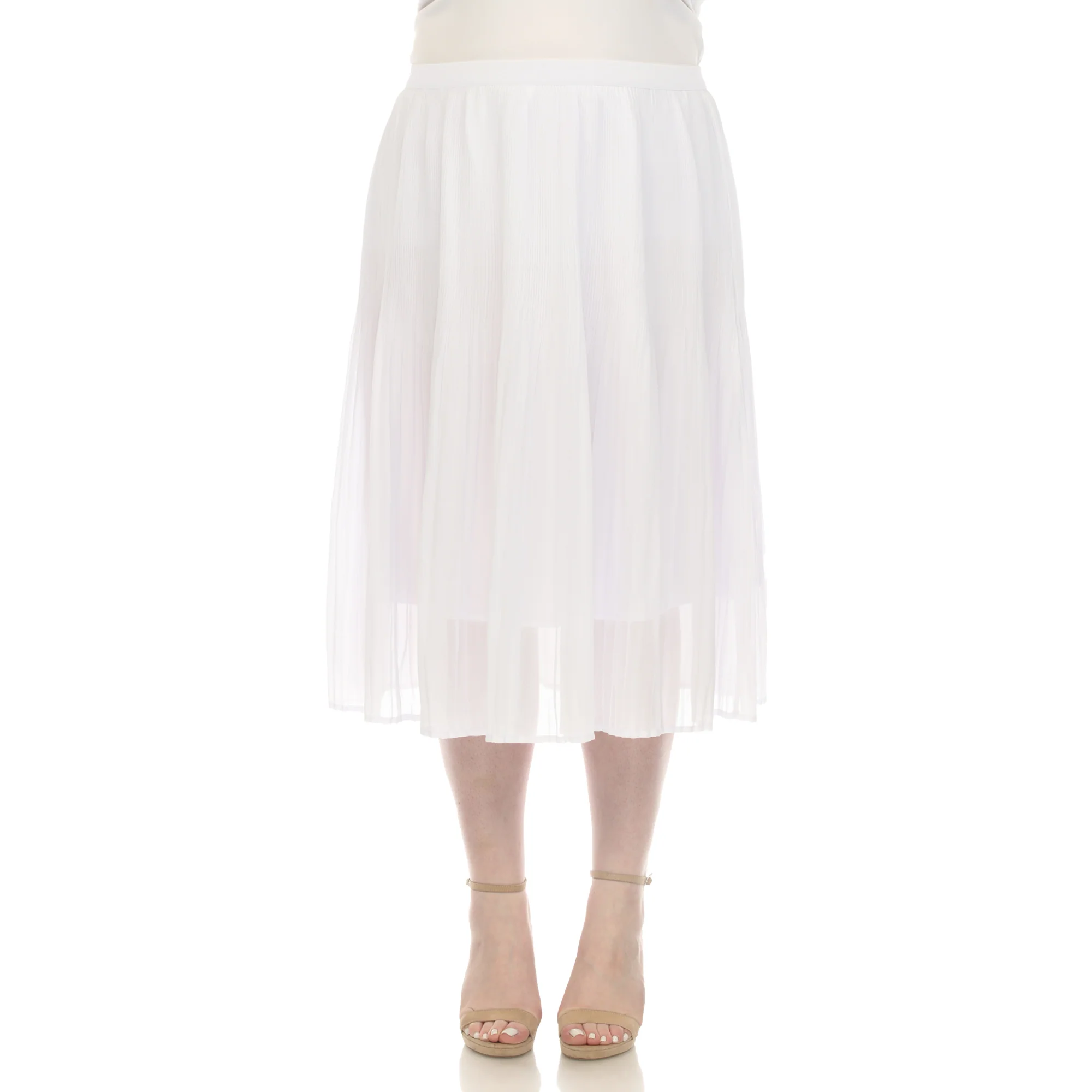 Plus Size Pleated Chiffon Midi Skirt - Image 21