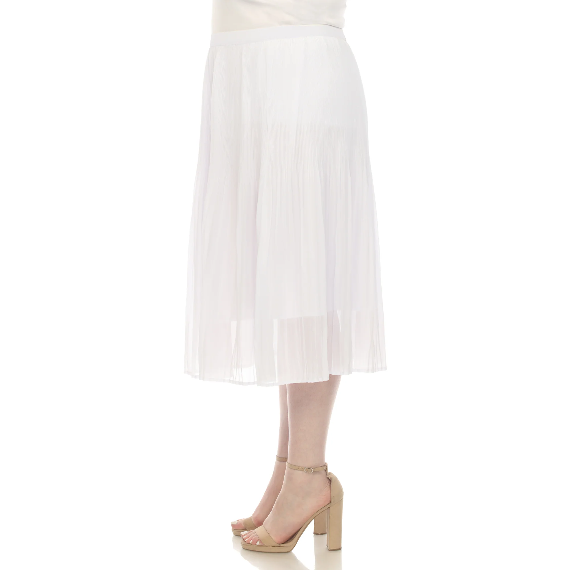 Plus Size Pleated Chiffon Midi Skirt - Image 22