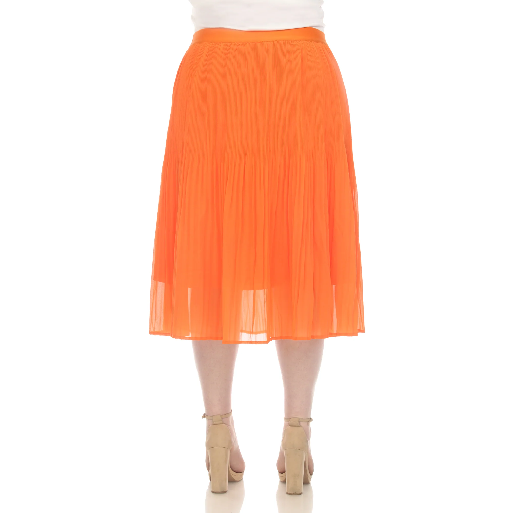 Plus Size Pleated Chiffon Midi Skirt - Image 3