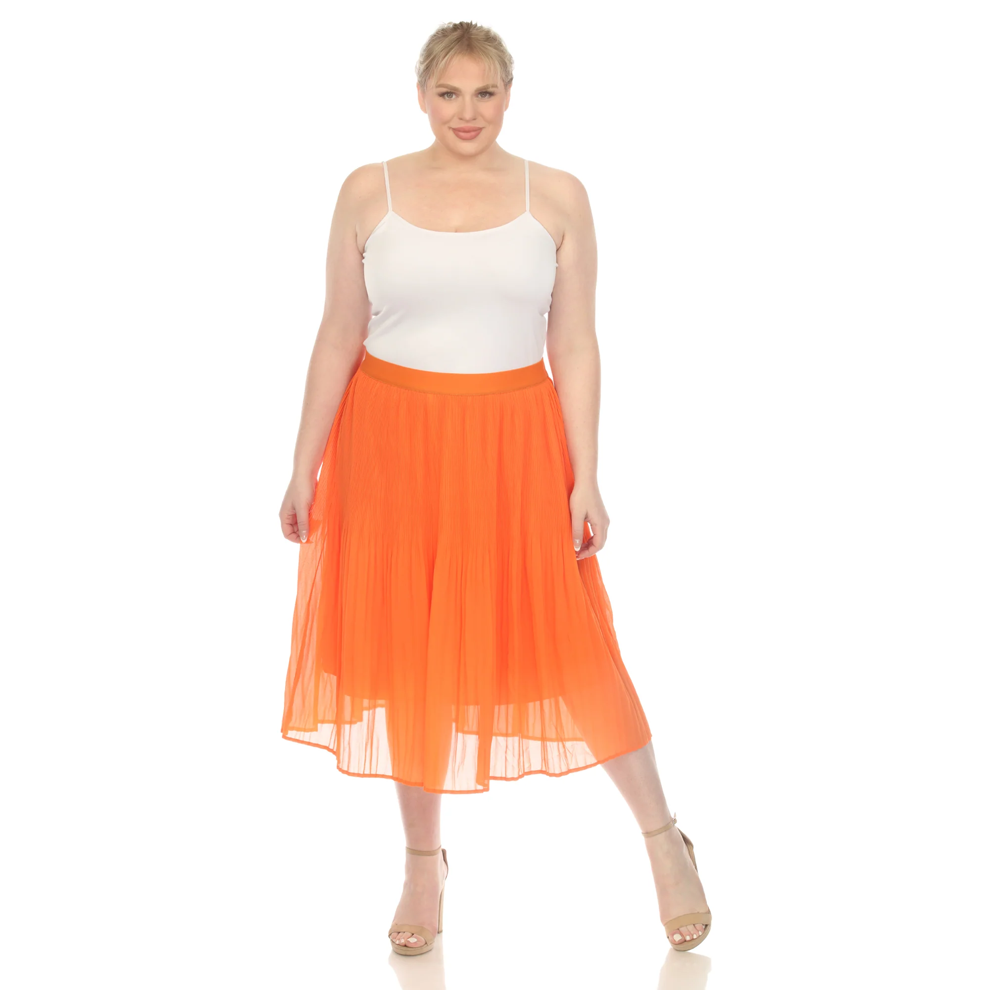 Plus Size Pleated Chiffon Midi Skirt - Image 5