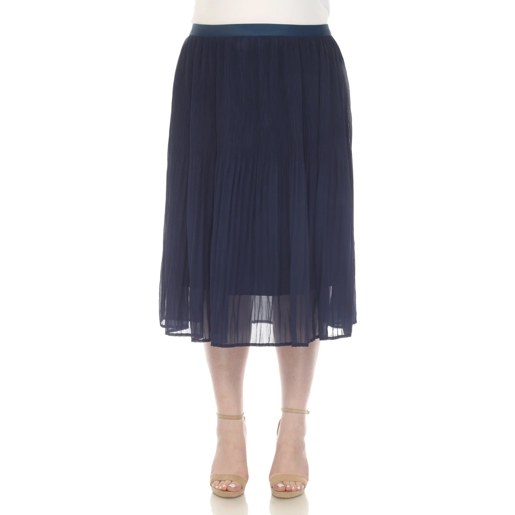 Plus Size Pleated Chiffon Midi Skirt - Image 7