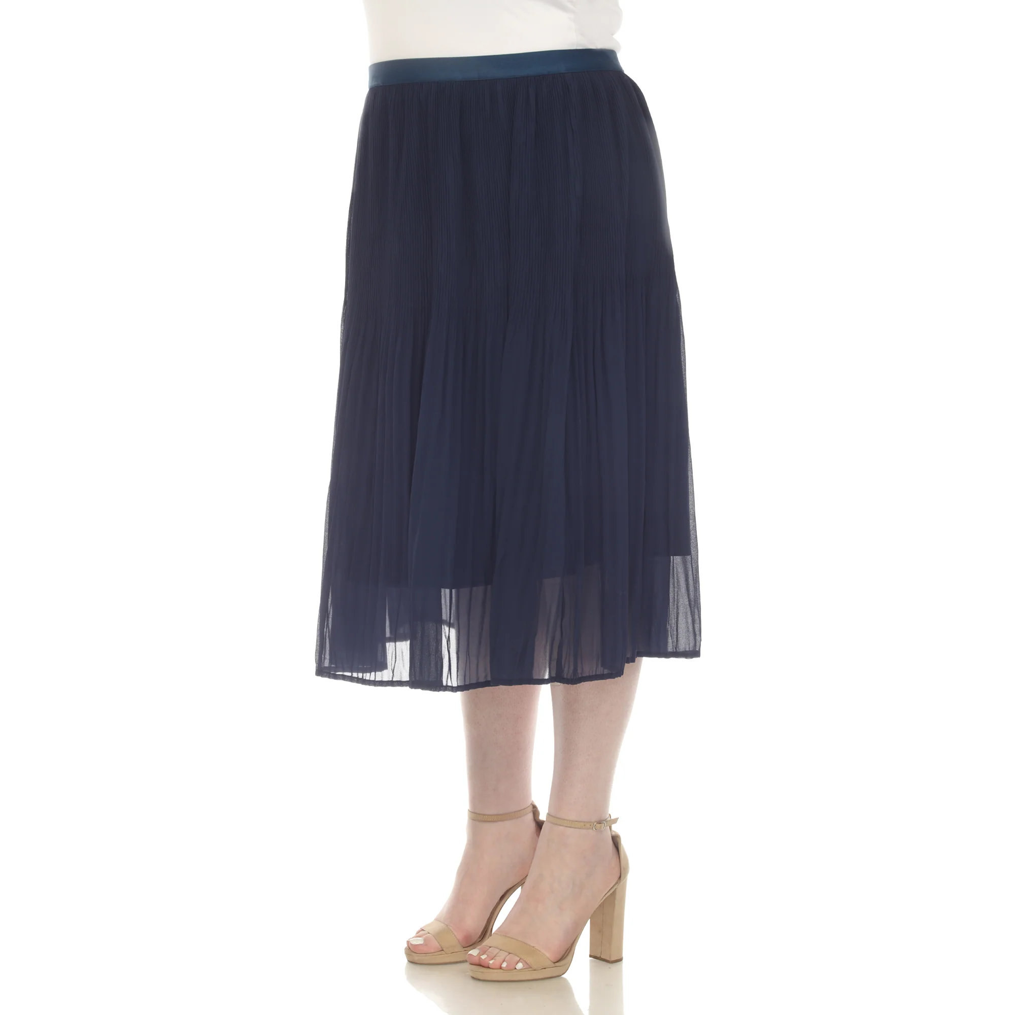 Plus Size Pleated Chiffon Midi Skirt - Image 8