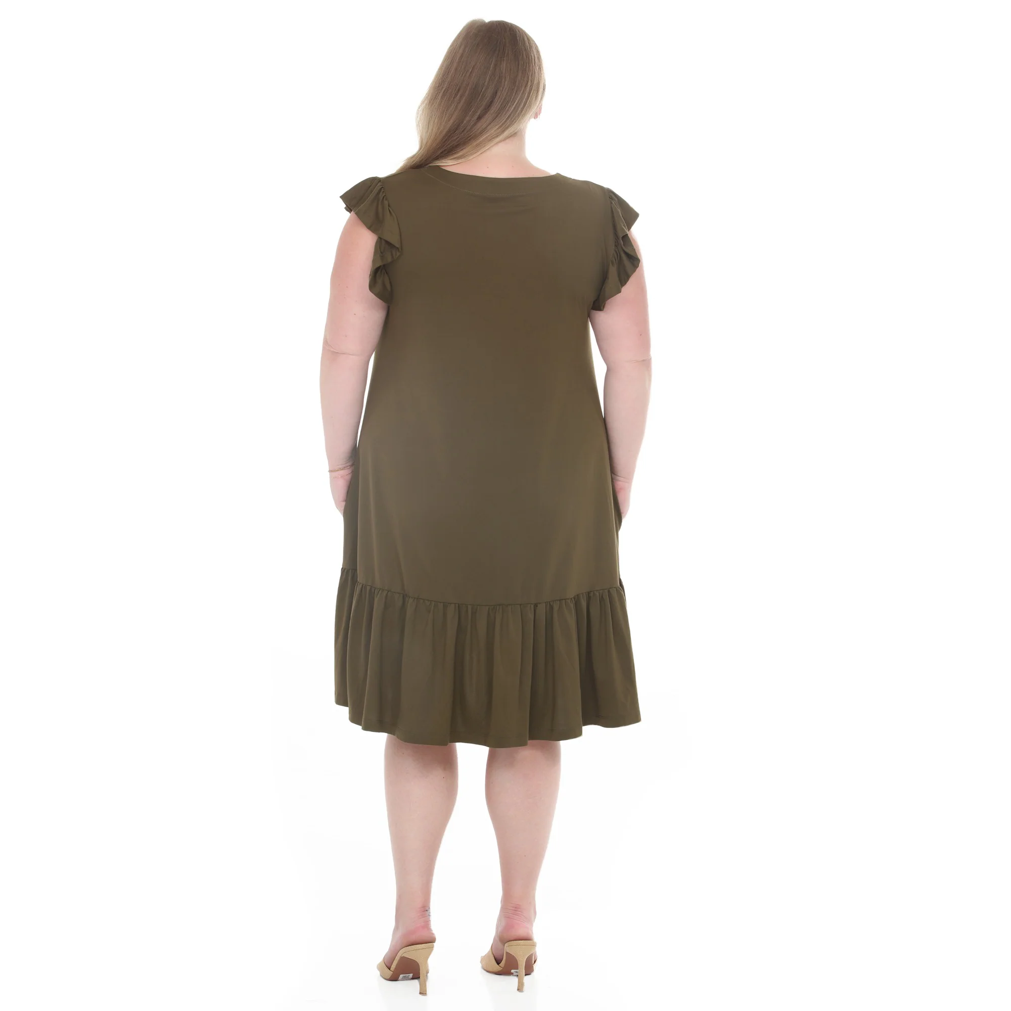 Plus Size Button Front Tiered Swing Dress - Image 22