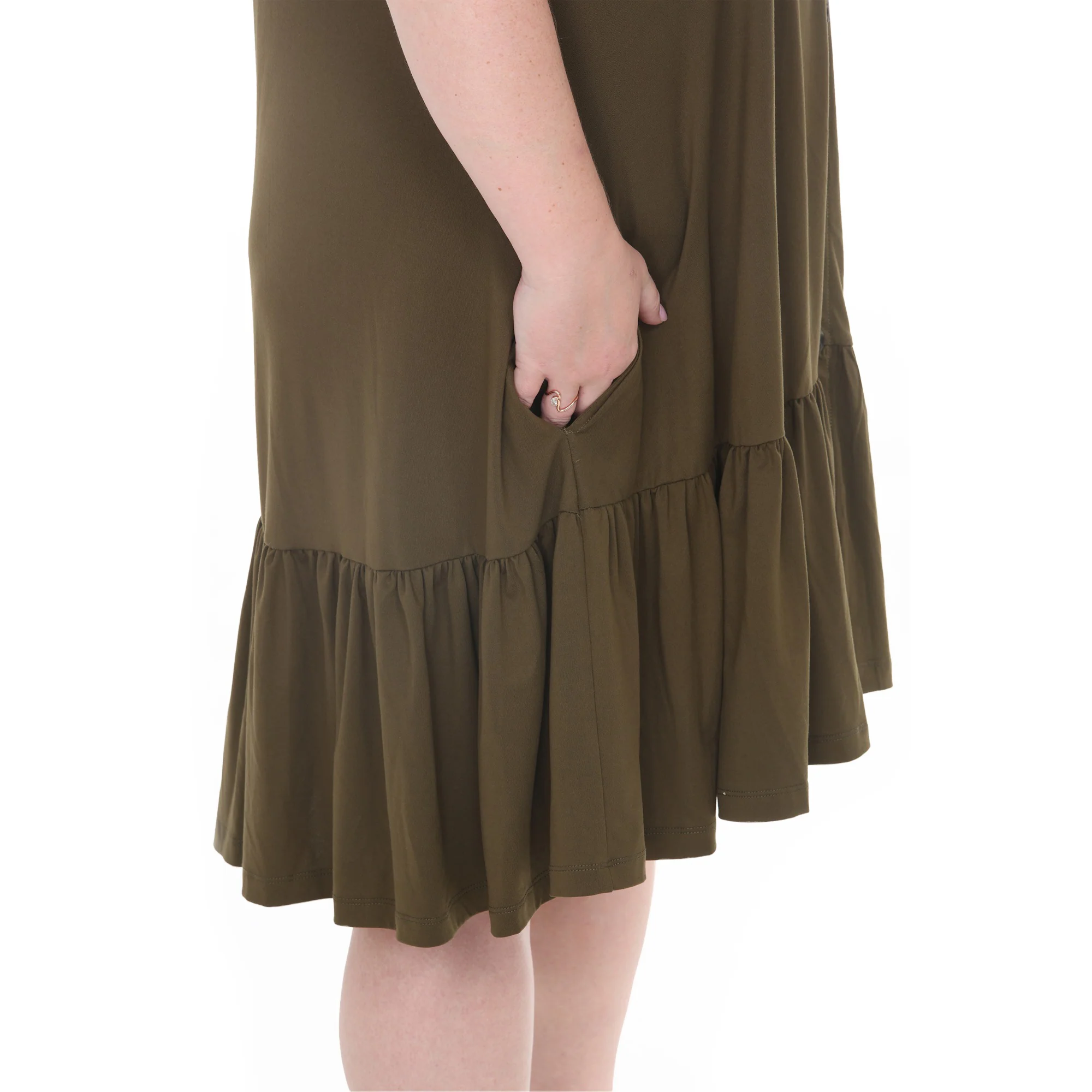 Plus Size Button Front Tiered Swing Dress - Image 23