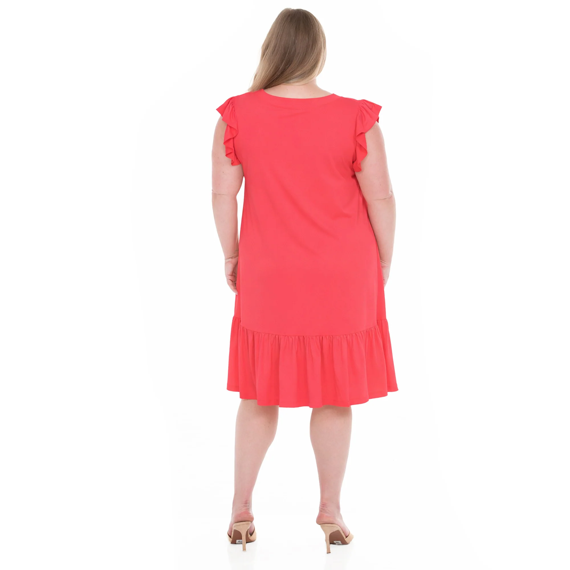 Plus Size Button Front Tiered Swing Dress - Image 3