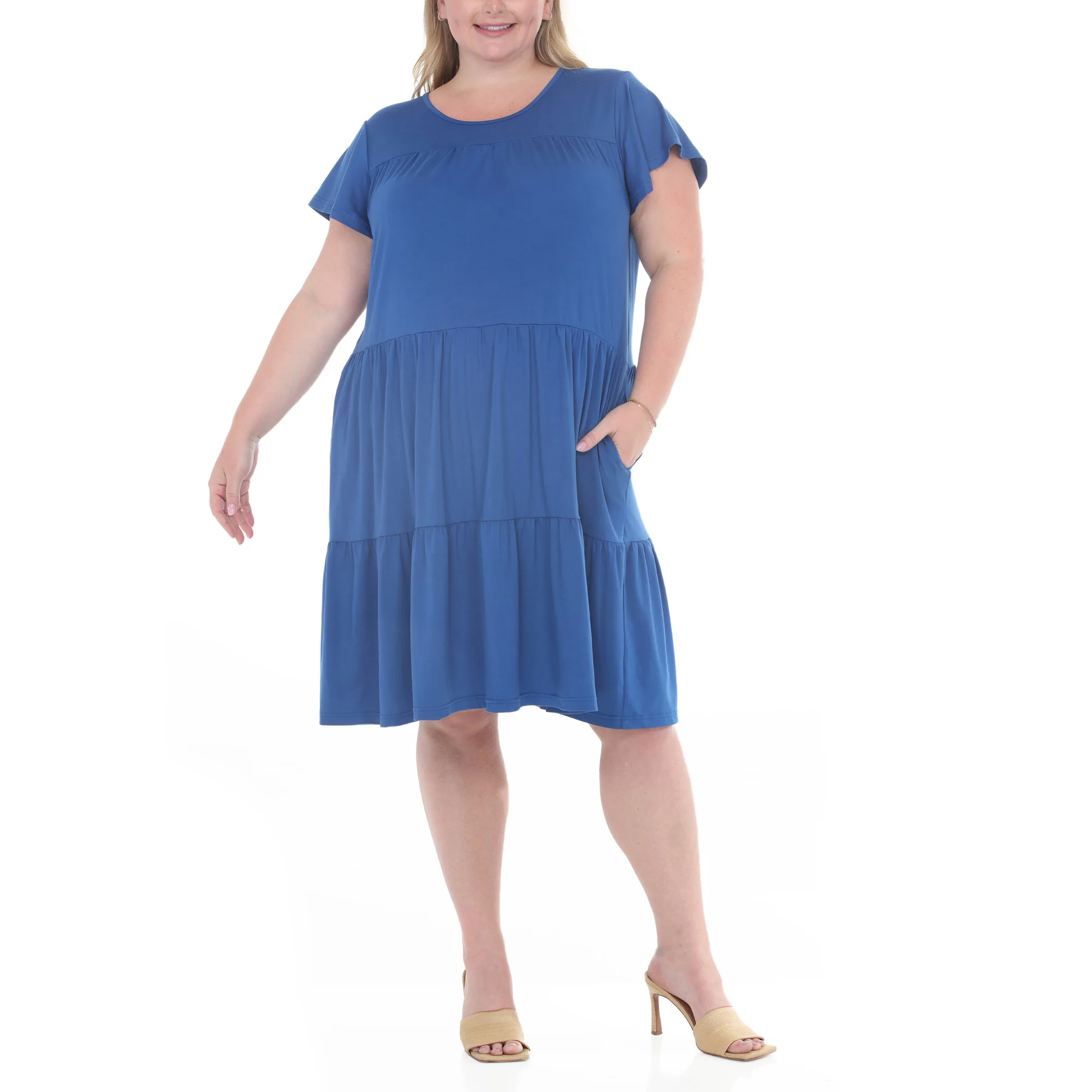 Plus Size Flutter Sleeve Ruffle Tiered Dress - Image 10